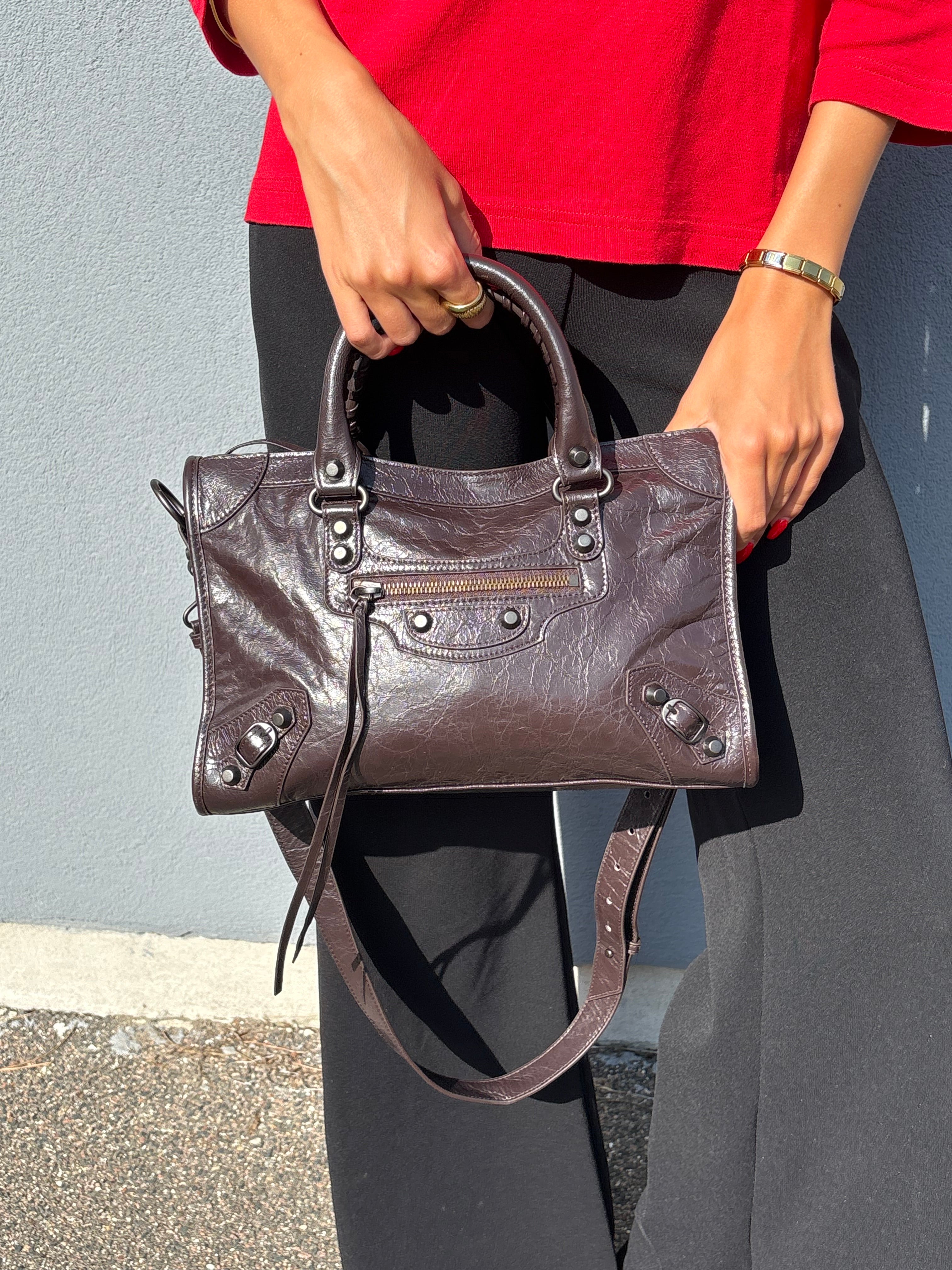 Balenciaga le city bag small coffee brown