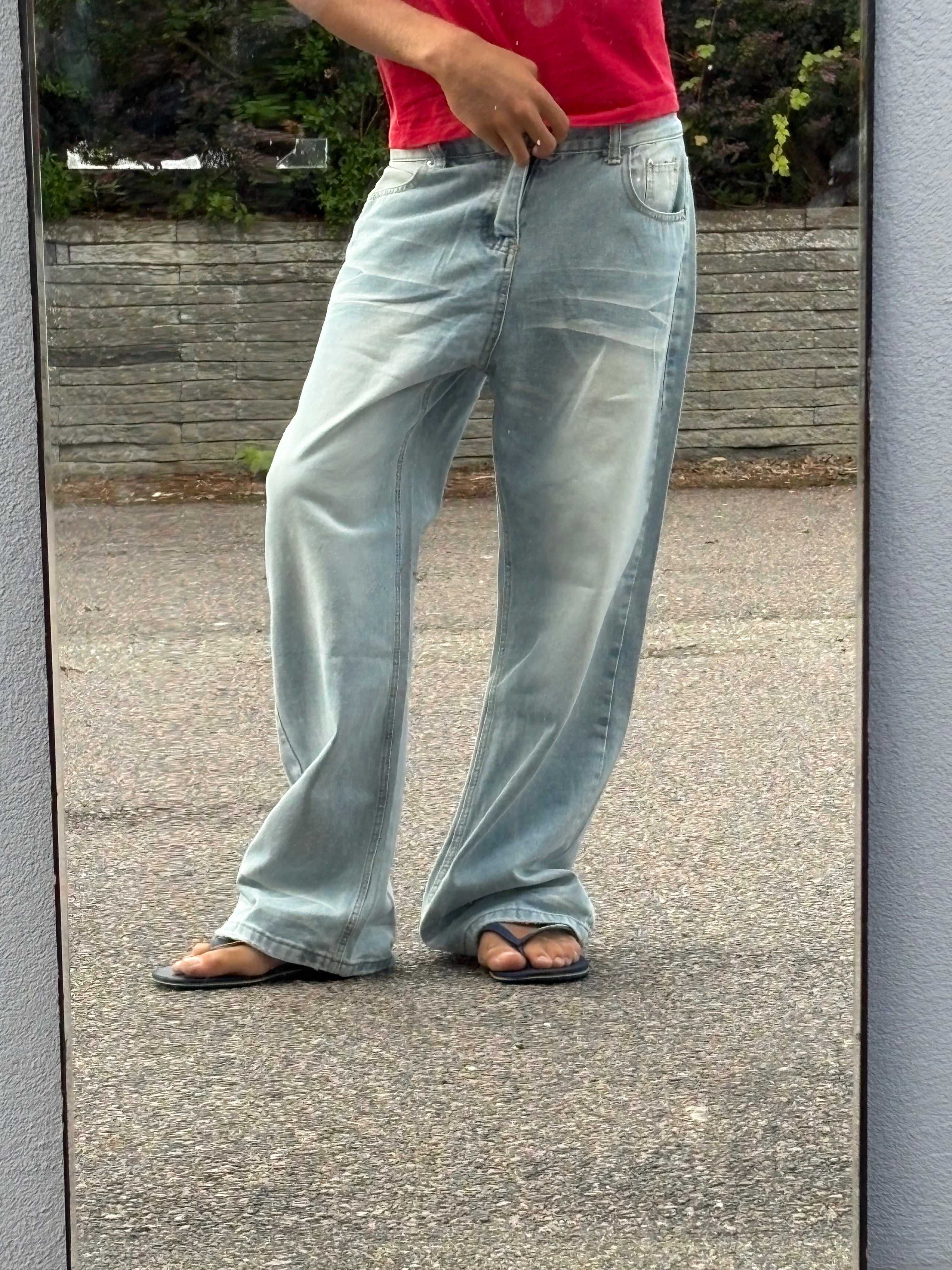 Vintage washed light blue bootcut jeans