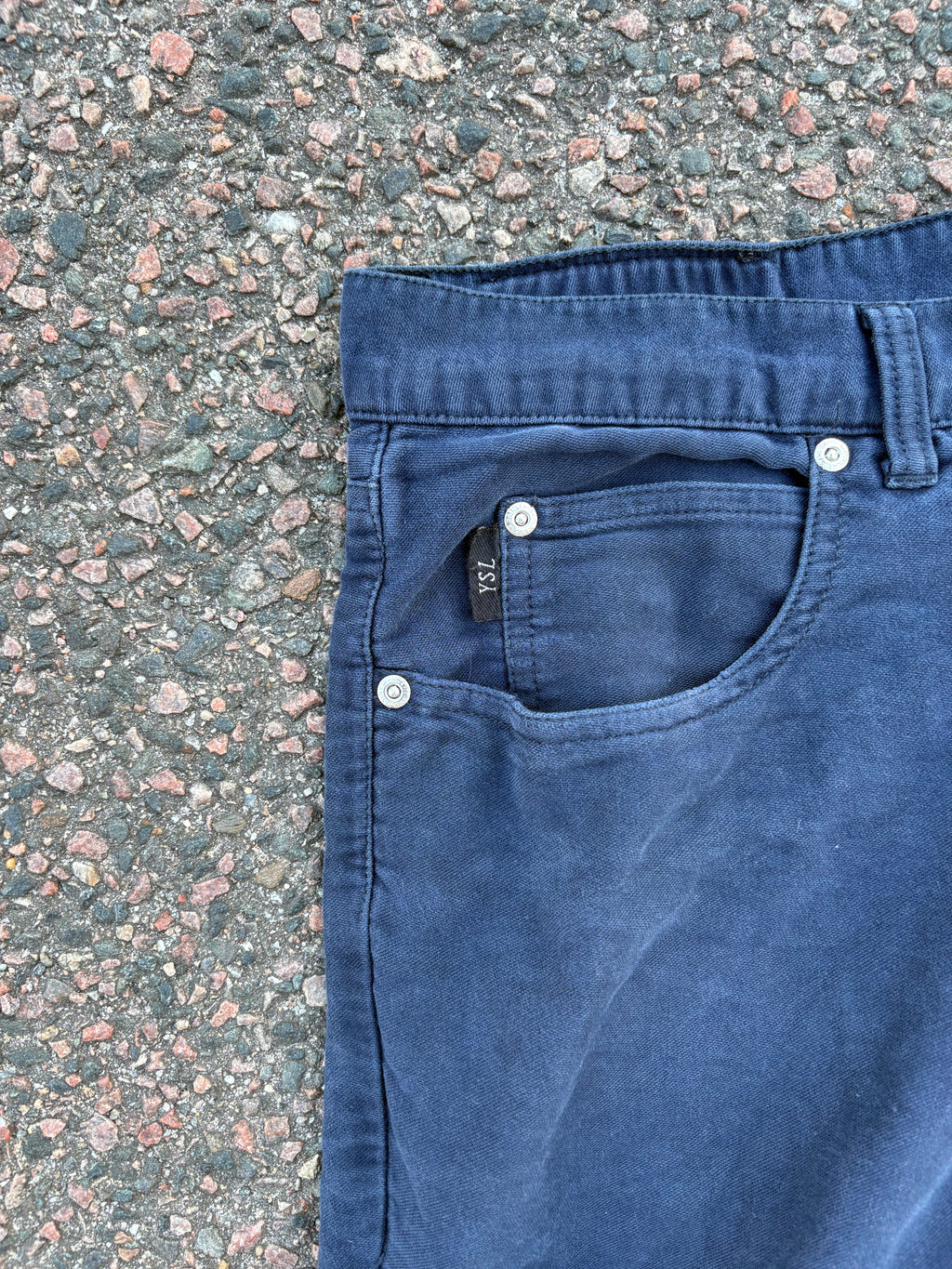 Yves Saint Laurent blue cotton straight fit pants