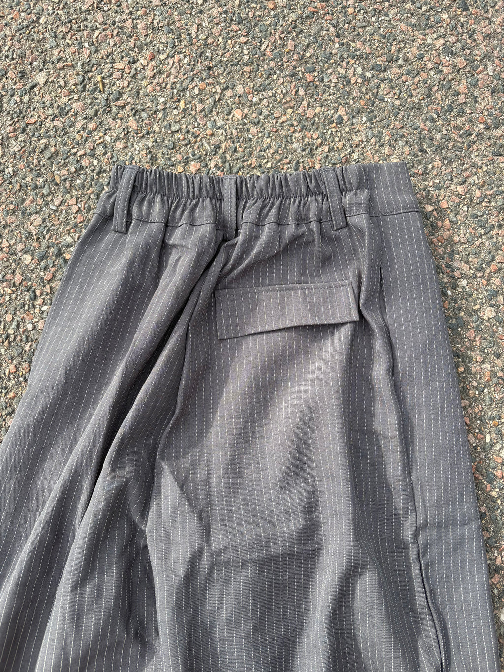 4 button Dolce & Gabbana wide fit gray striped suit pants