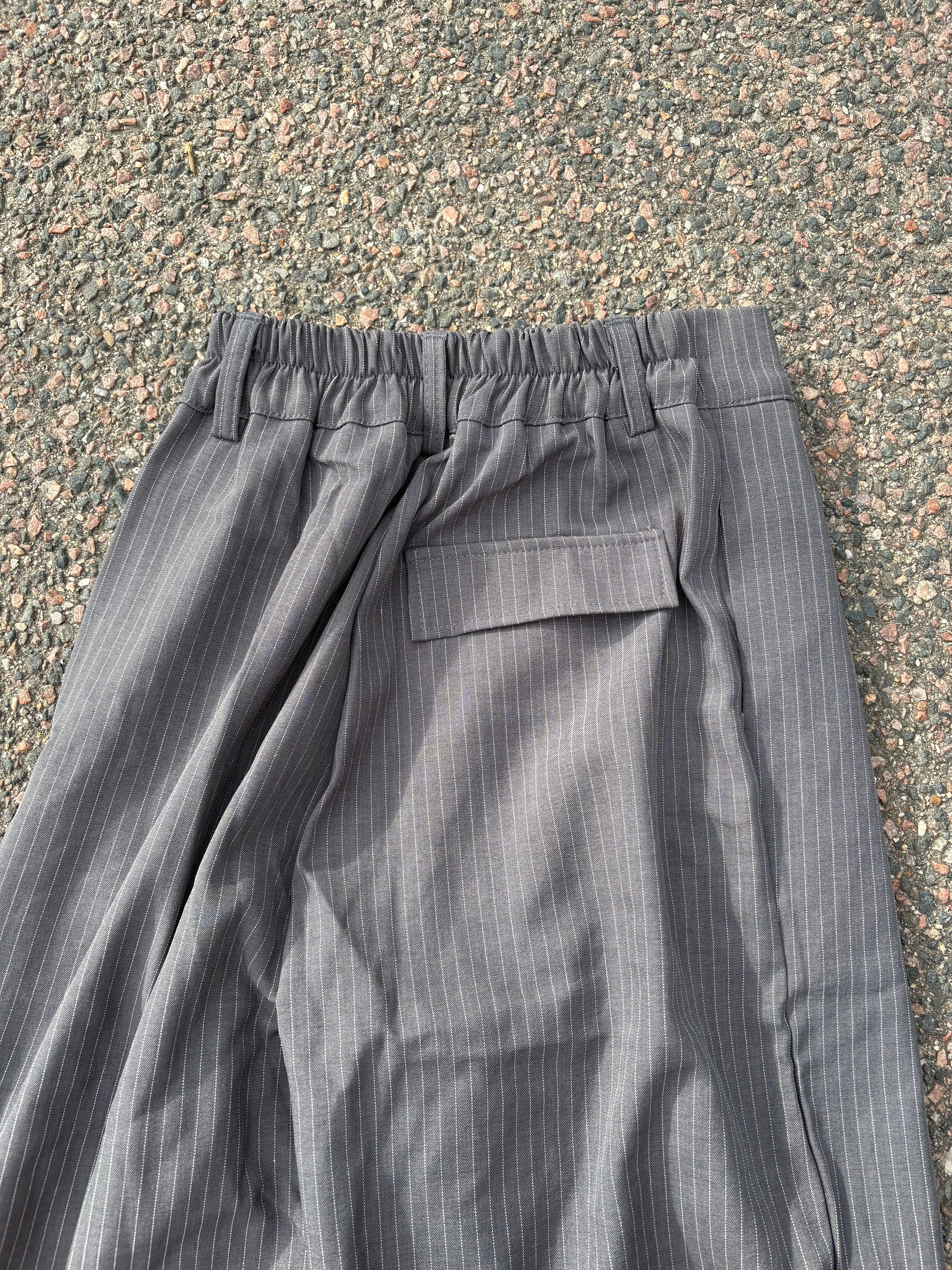 4 button Dolce & Gabbana wide fit gray striped suit pants