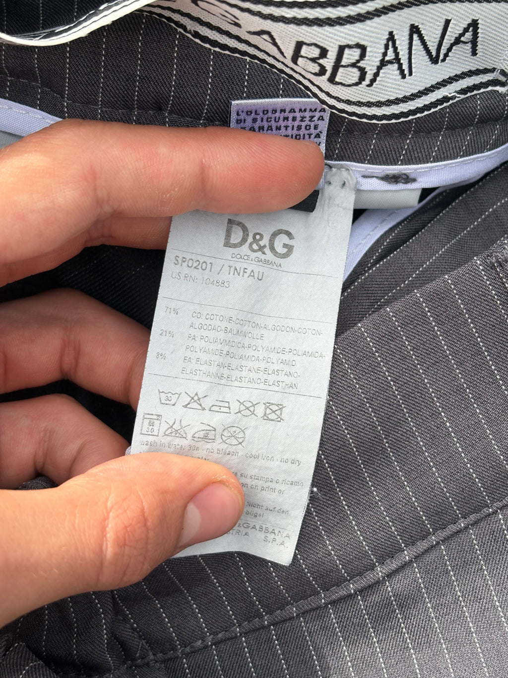 4 button Dolce & Gabbana wide fit gray striped suit pants