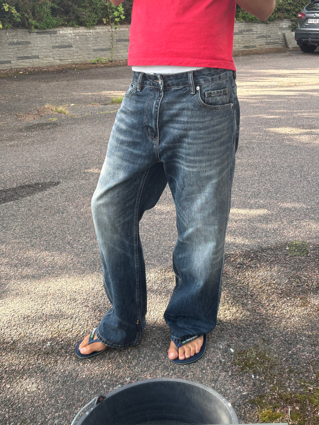 Vintage distressed bootcut jeans