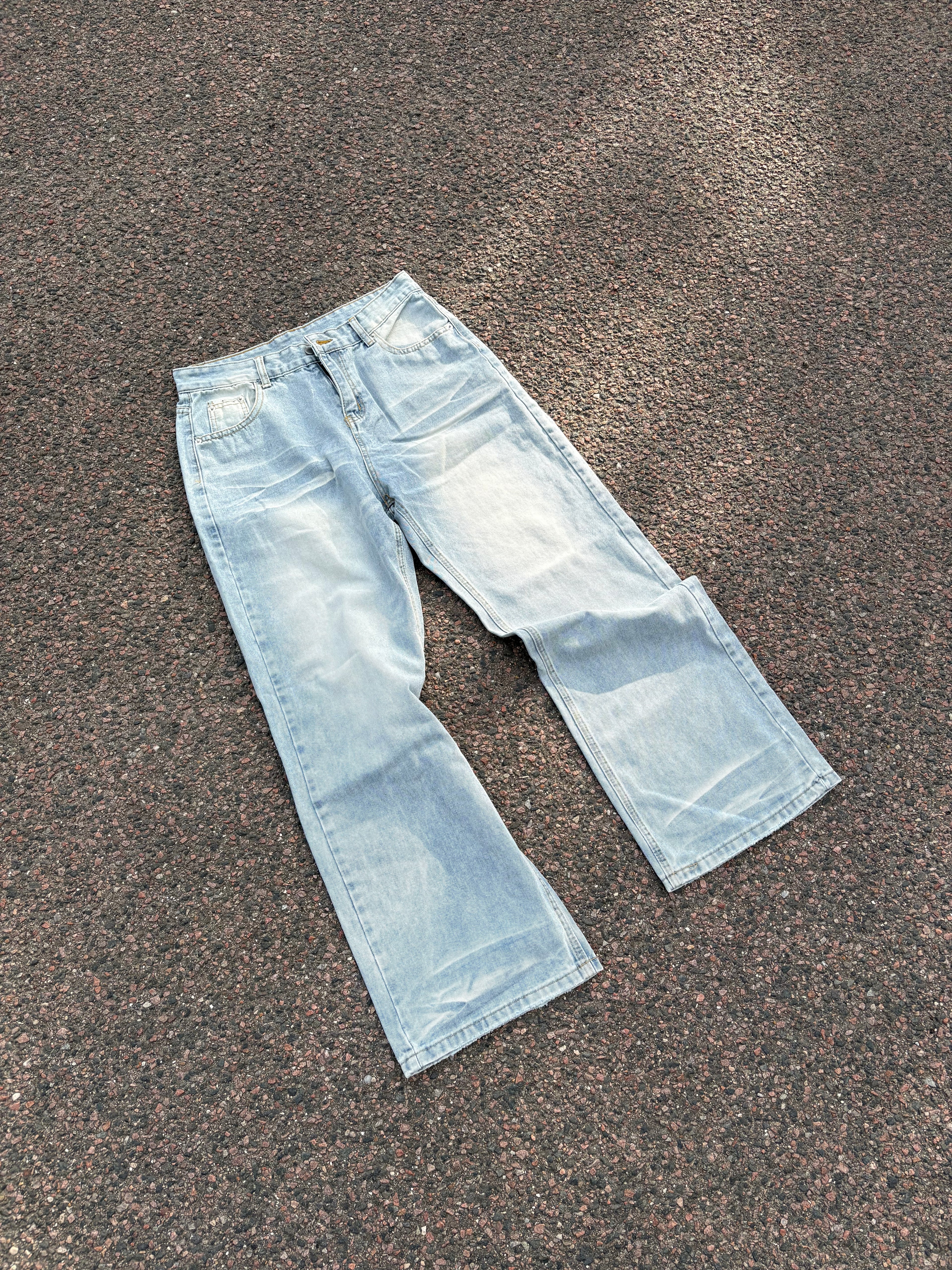 Vintage washed light blue bootcut jeans