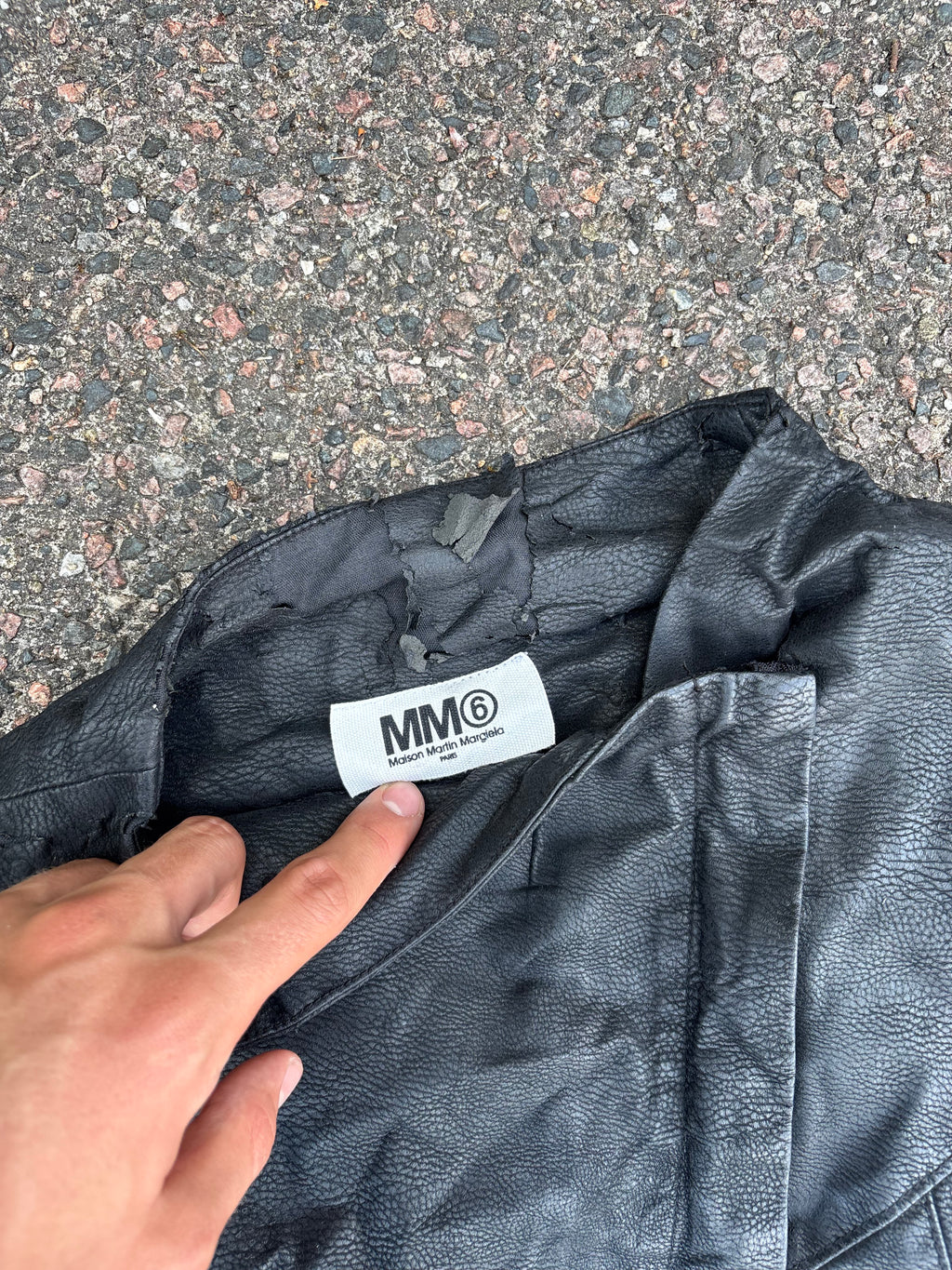 MM6 Martin Margiela leather asymmetrical jacket