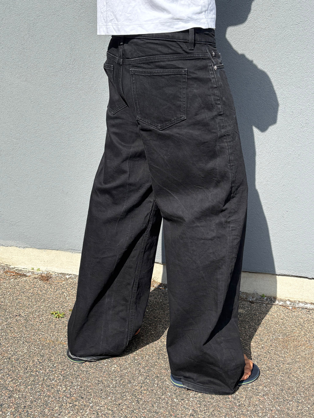 Vintage faded Wide fit bootcut pants black