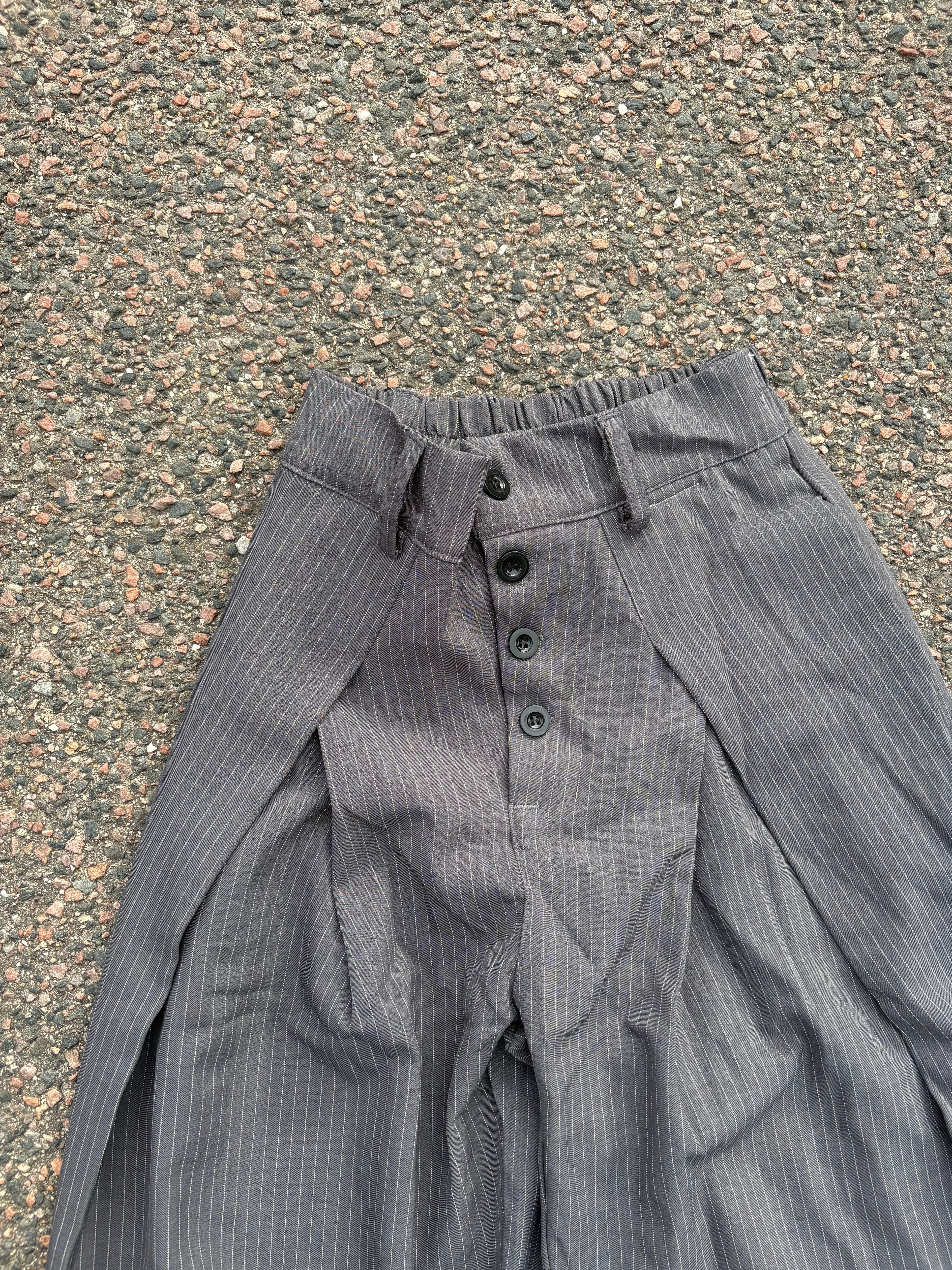 4 button Dolce & Gabbana wide fit gray striped suit pants