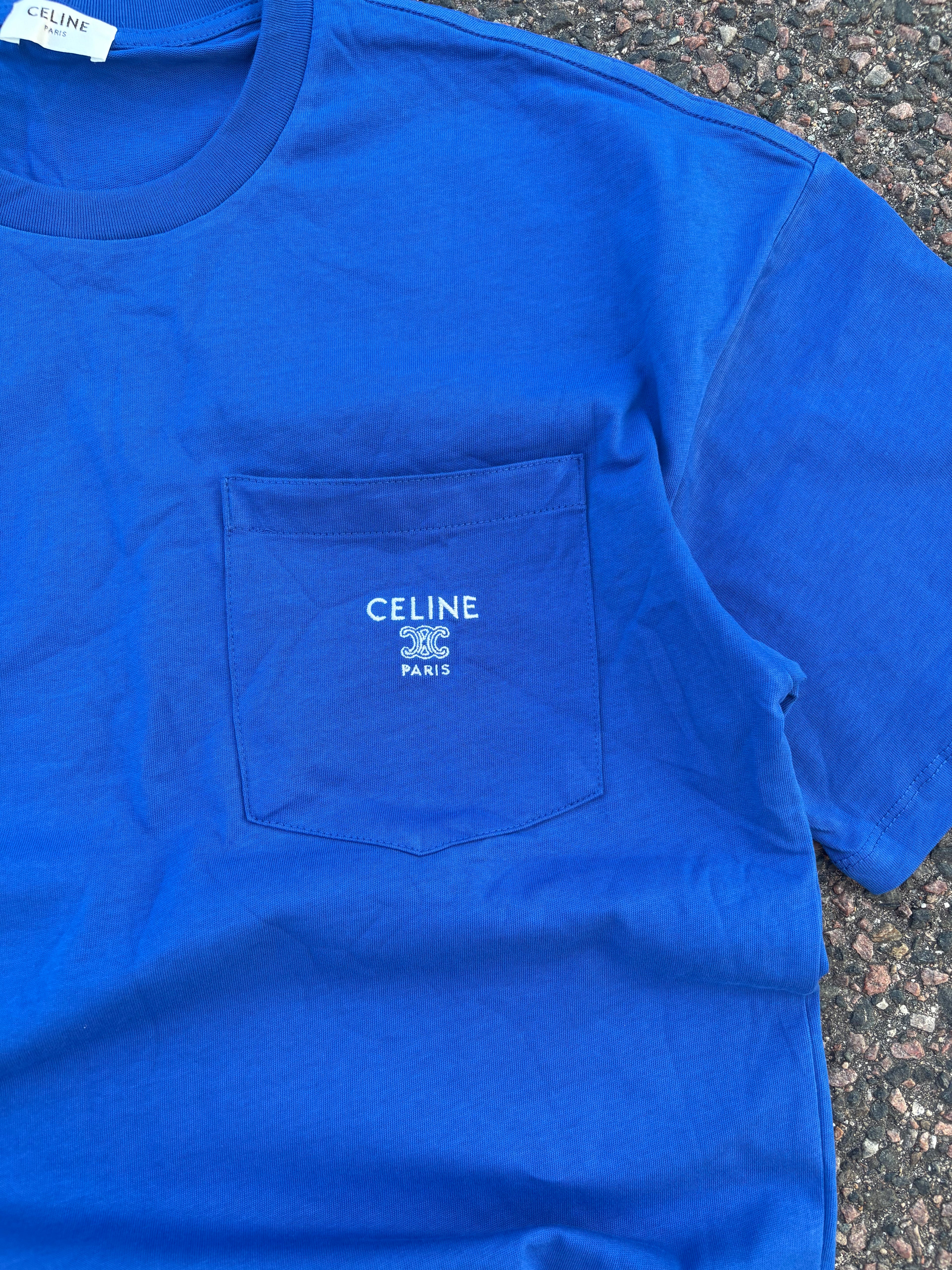 Celine Blue pocket logo tee