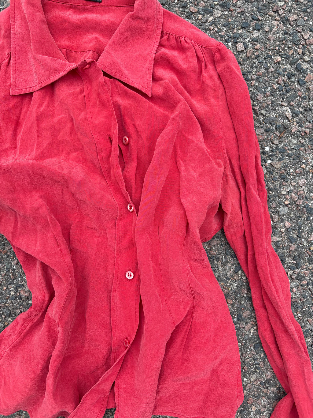 2000s Prada red button up shirt