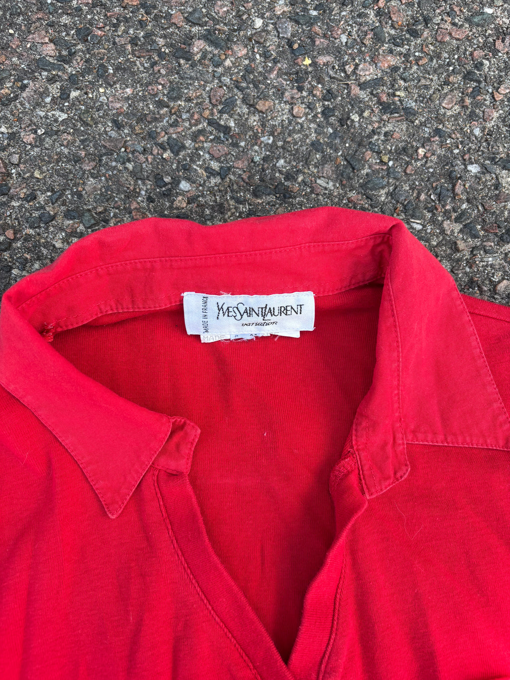 2000s Yves Saint Laurent 3/4 sleeves red button up