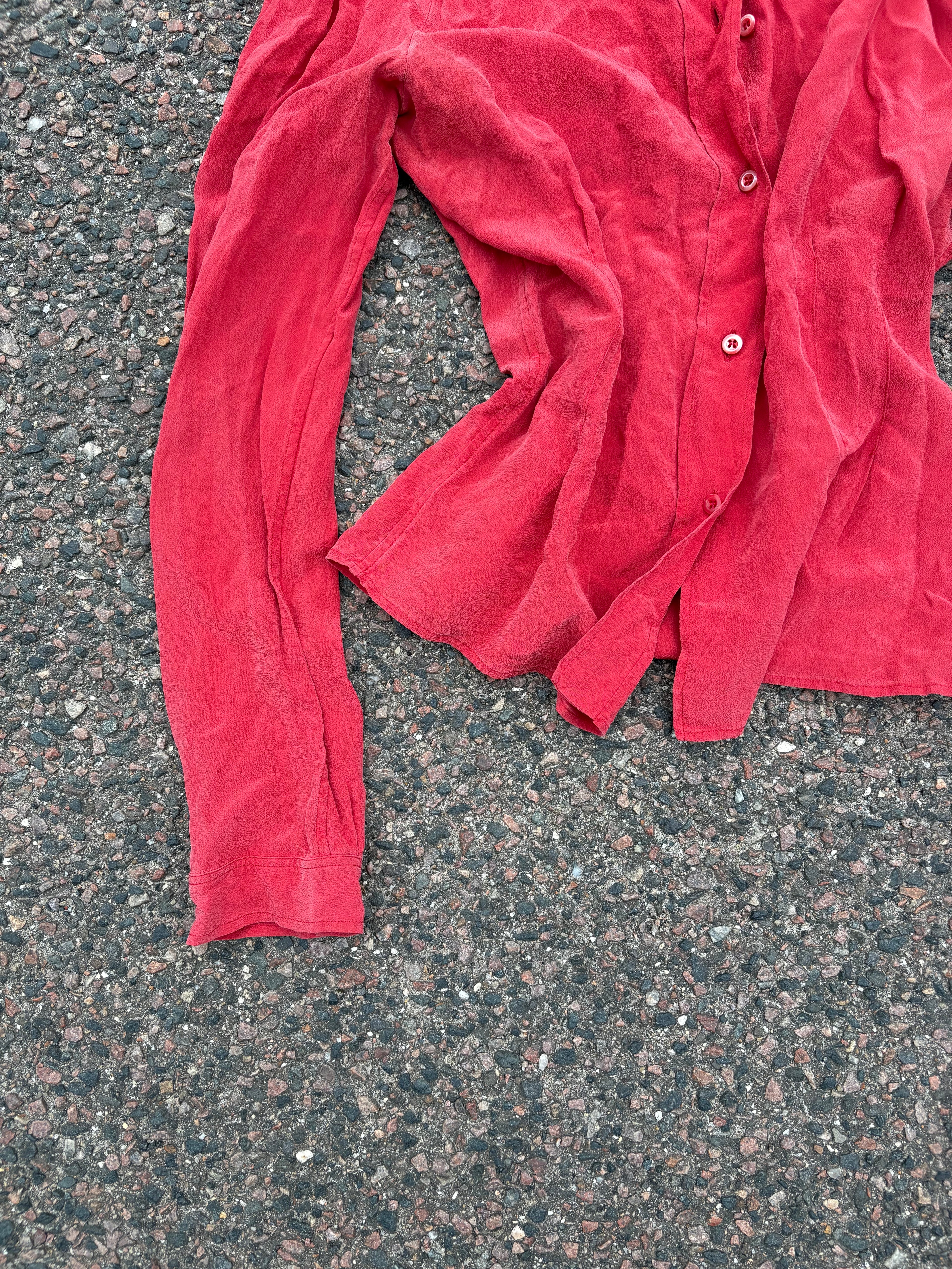 2000s Prada red button up shirt