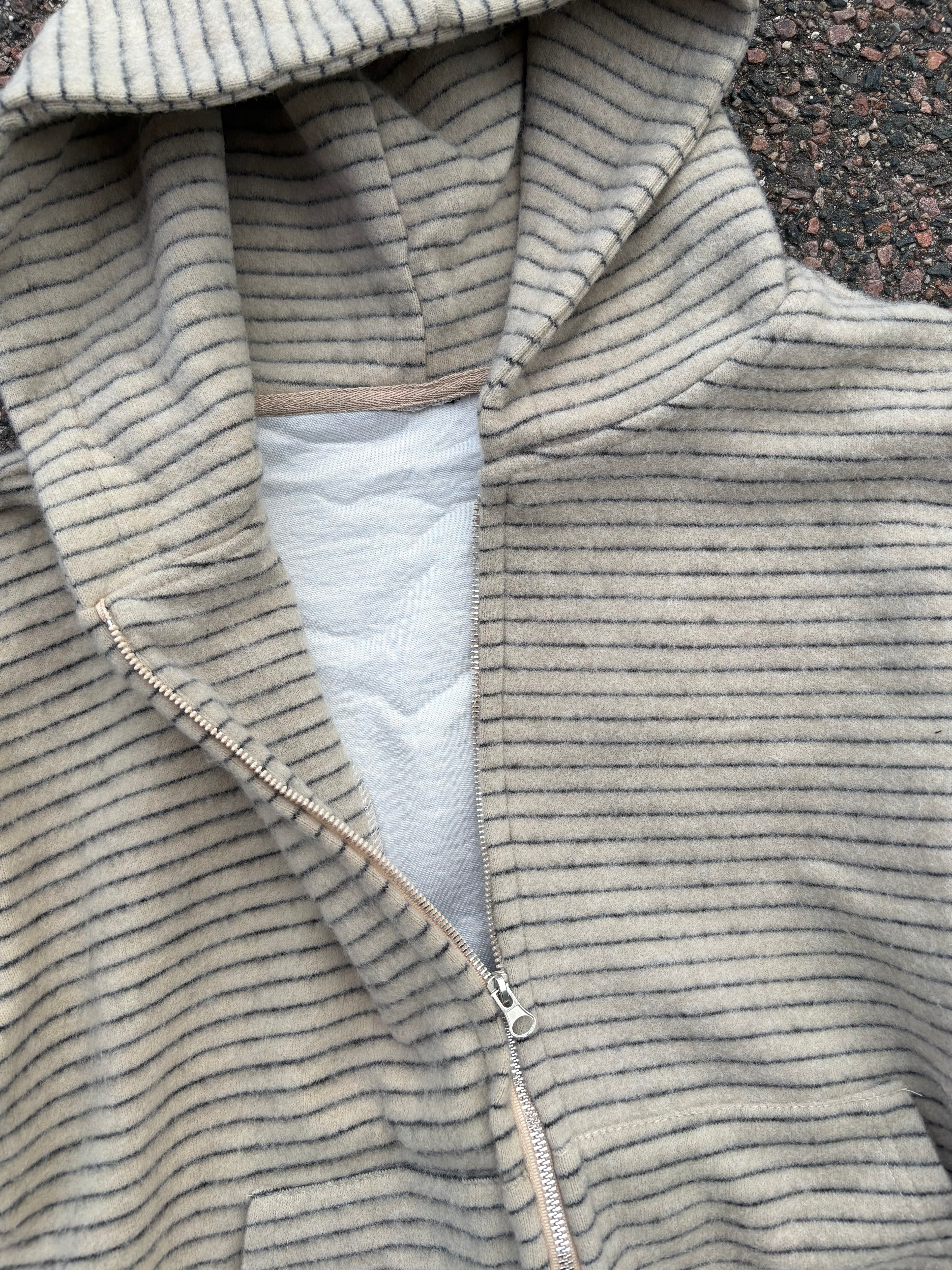 Non brand vintage striped fur hoodie zip up