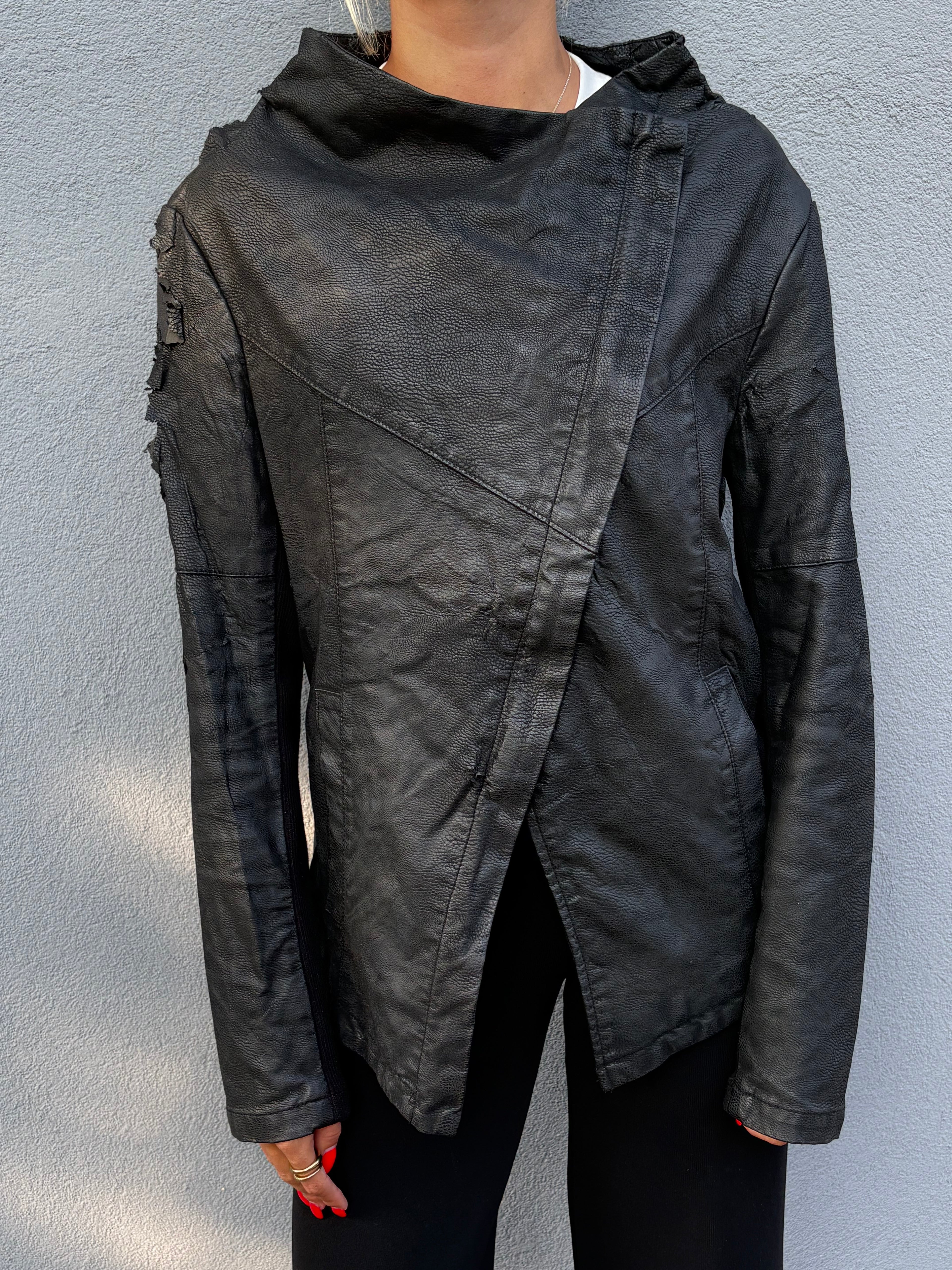 MM6 Martin Margiela leather asymmetrical jacket