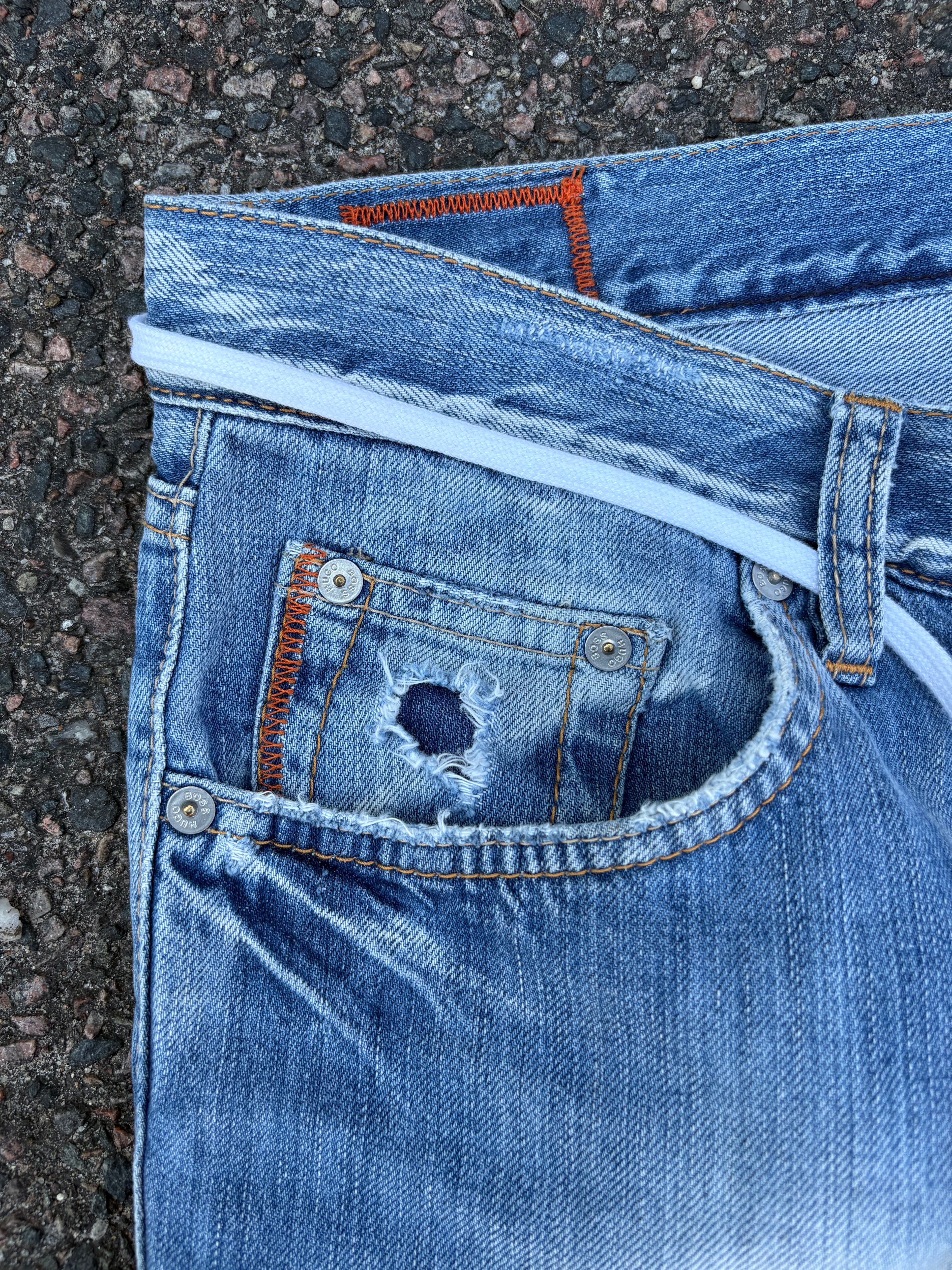 Vintage 1990s bootcut Hugo boss distressed blue jeans
