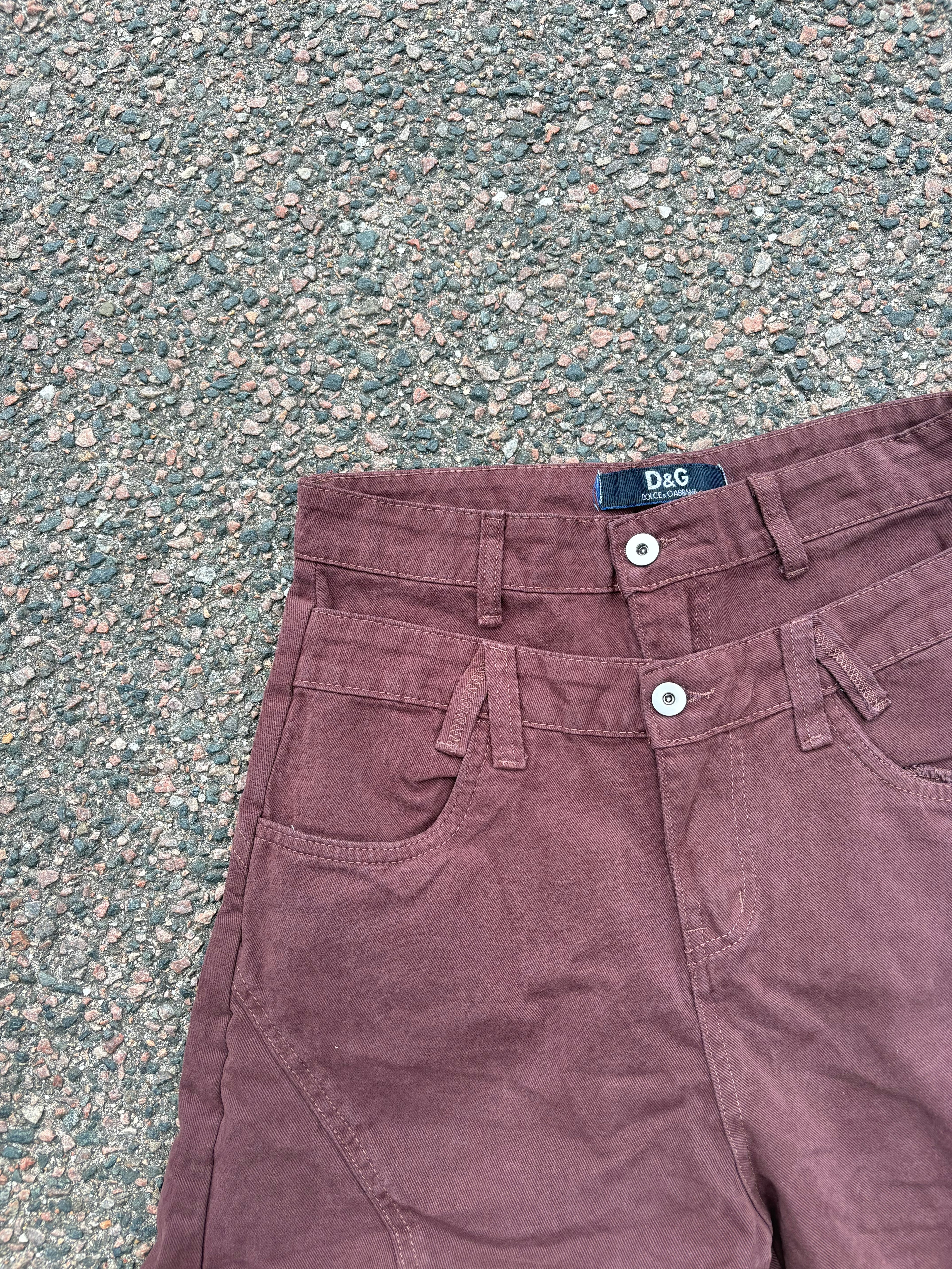 Dolce & Gabbana double waistband burgundy wide fit pants