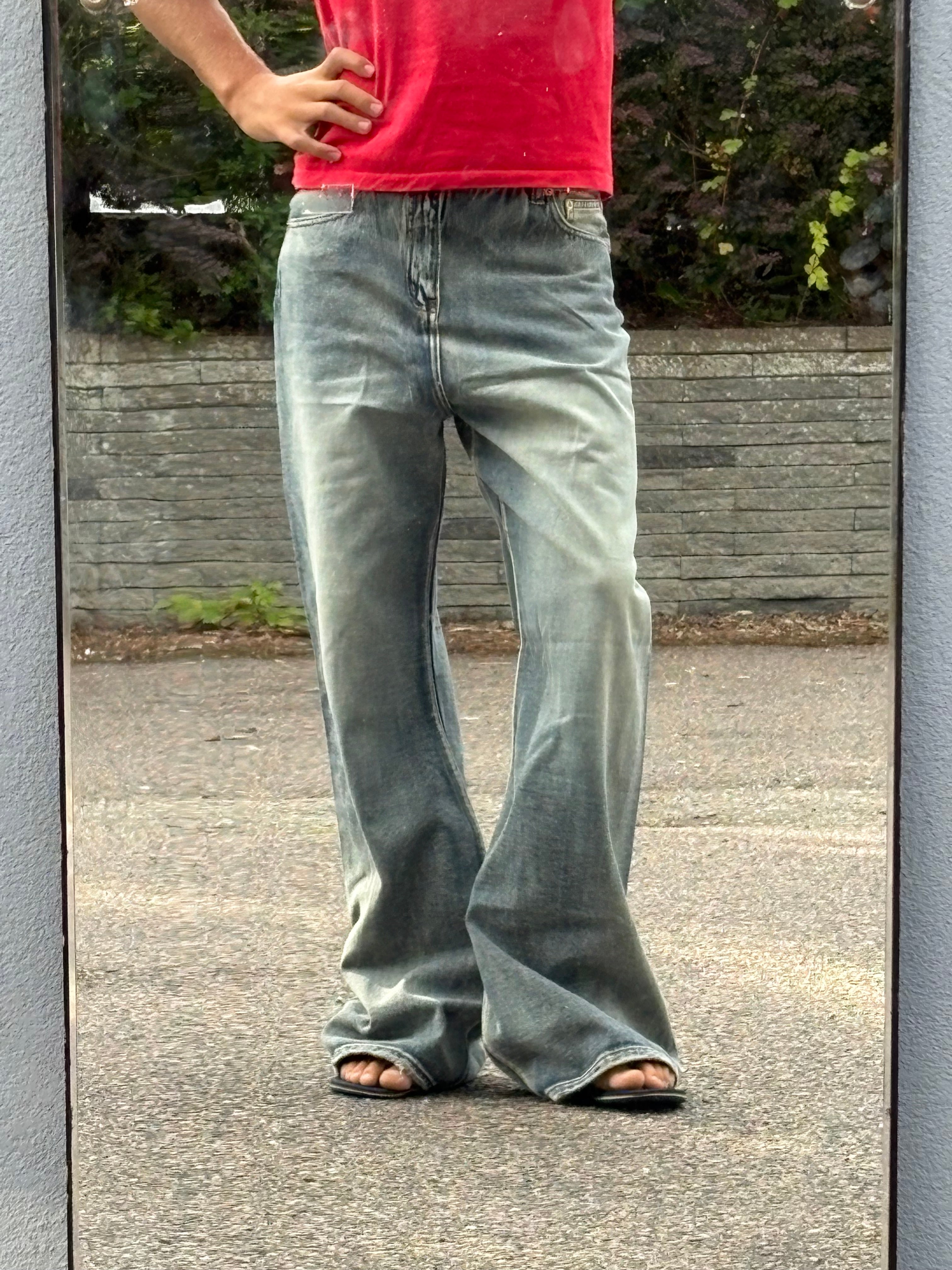MM6 maison margiela washed bootcut high waist jeans