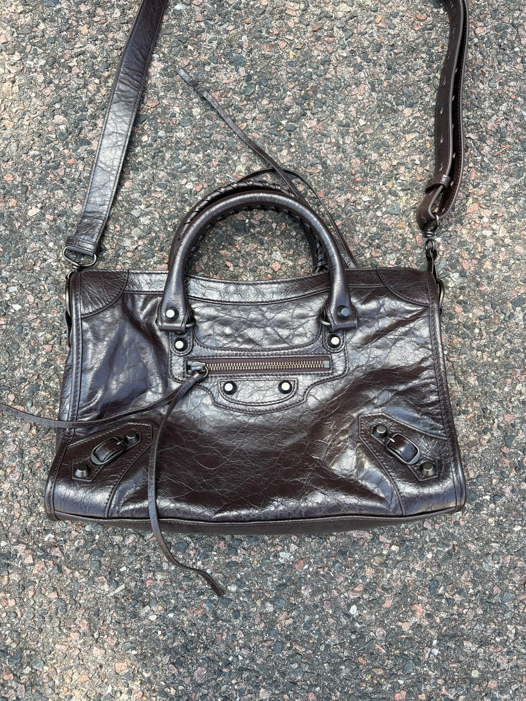Balenciaga le city bag small coffee brown