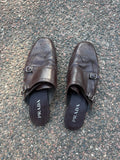 SS2025 Prada shuffle monk strap mules deep brown