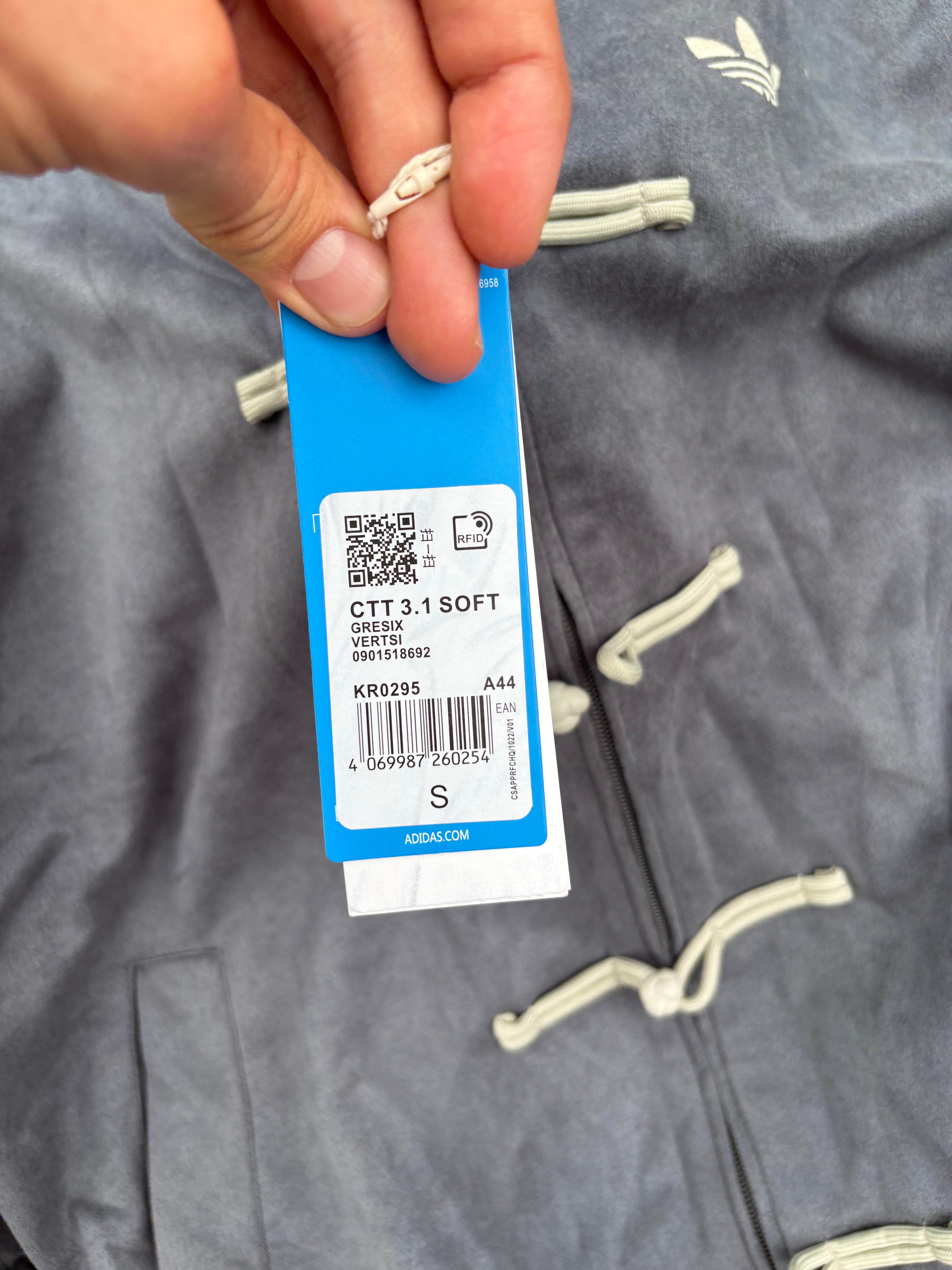 Adidas velour fireman jacket gray