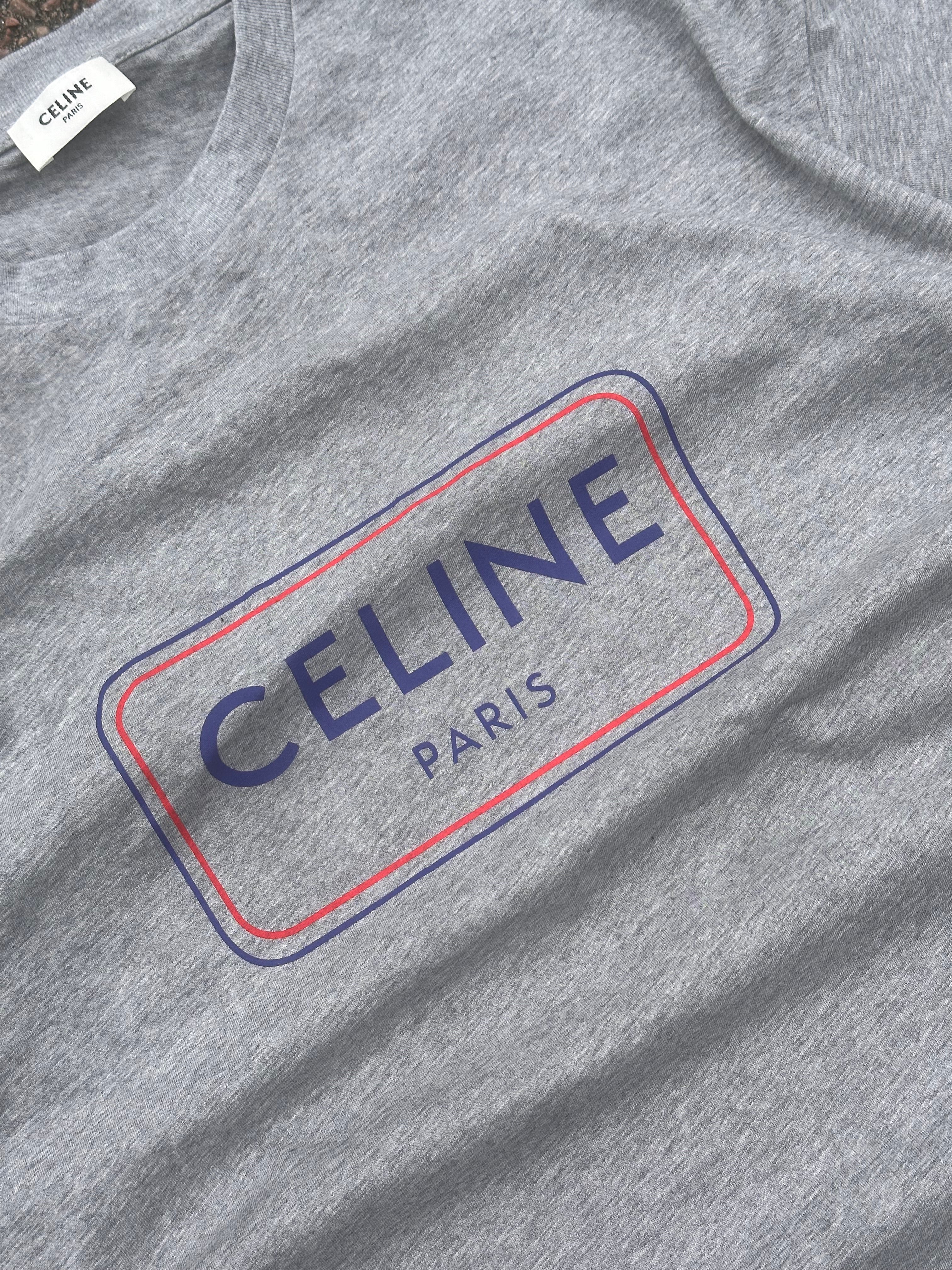 Celine gray box logo tee