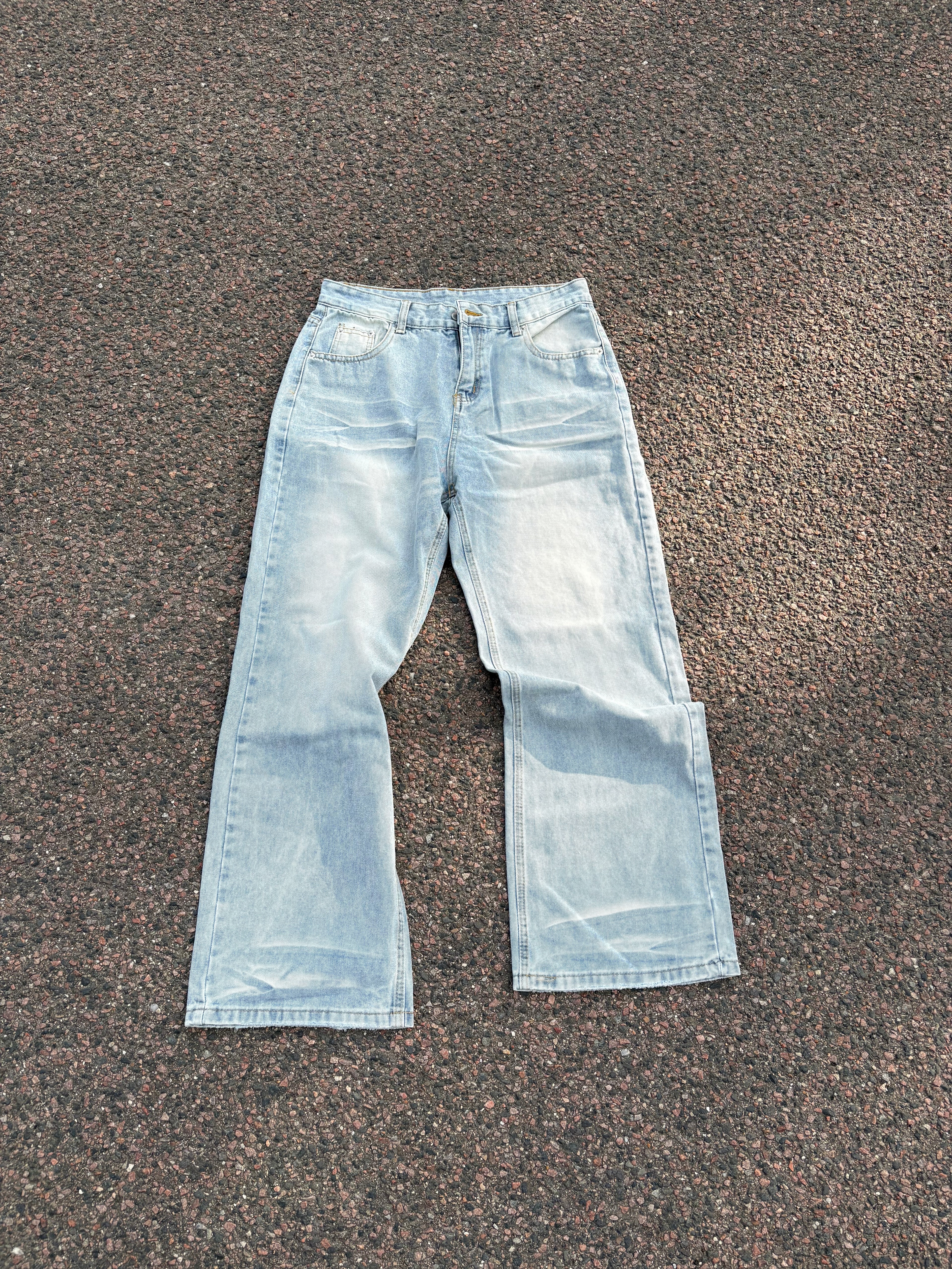 Vintage washed light blue bootcut jeans