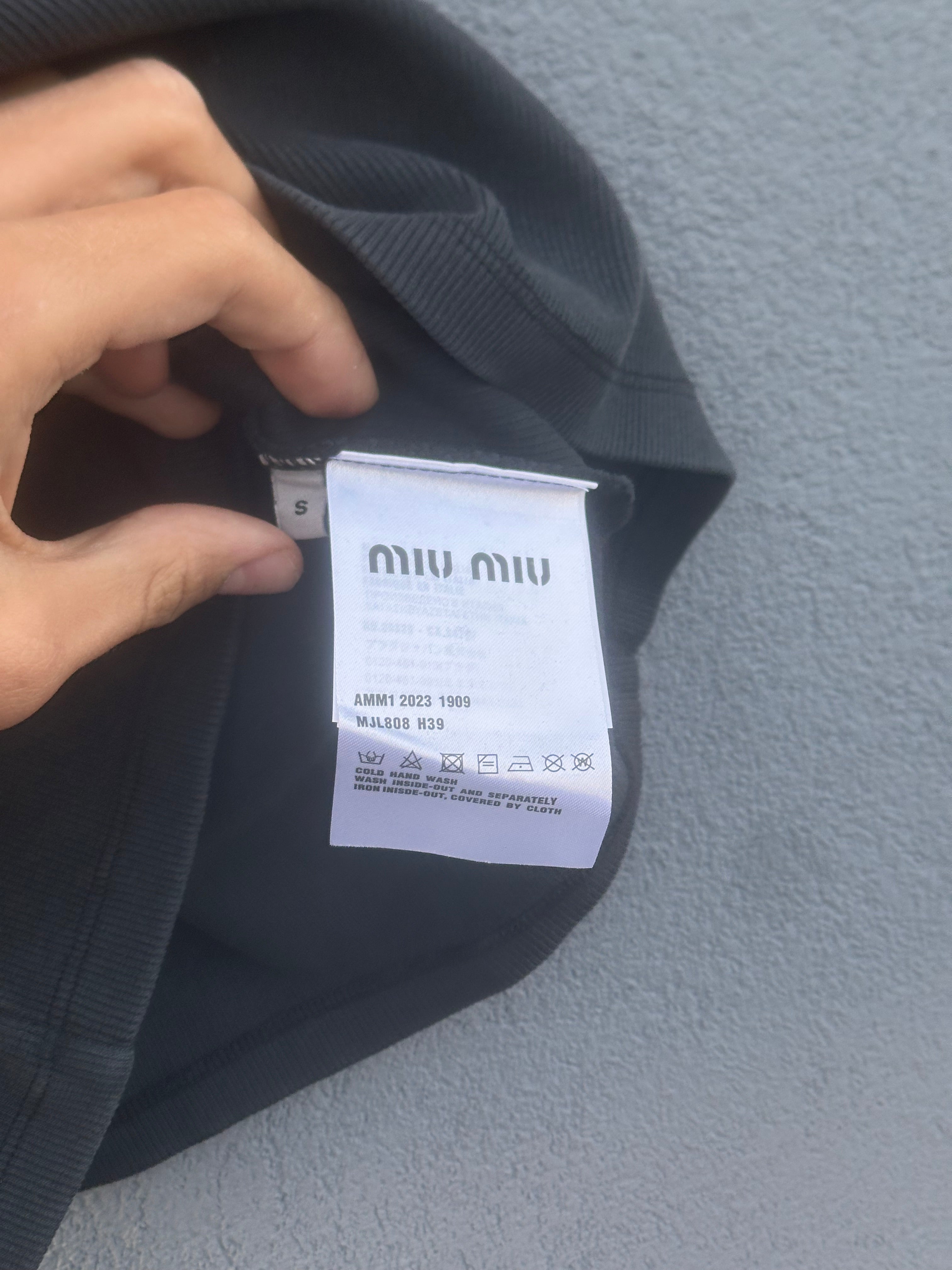 Miu miu gray ribbed knit cotton dress