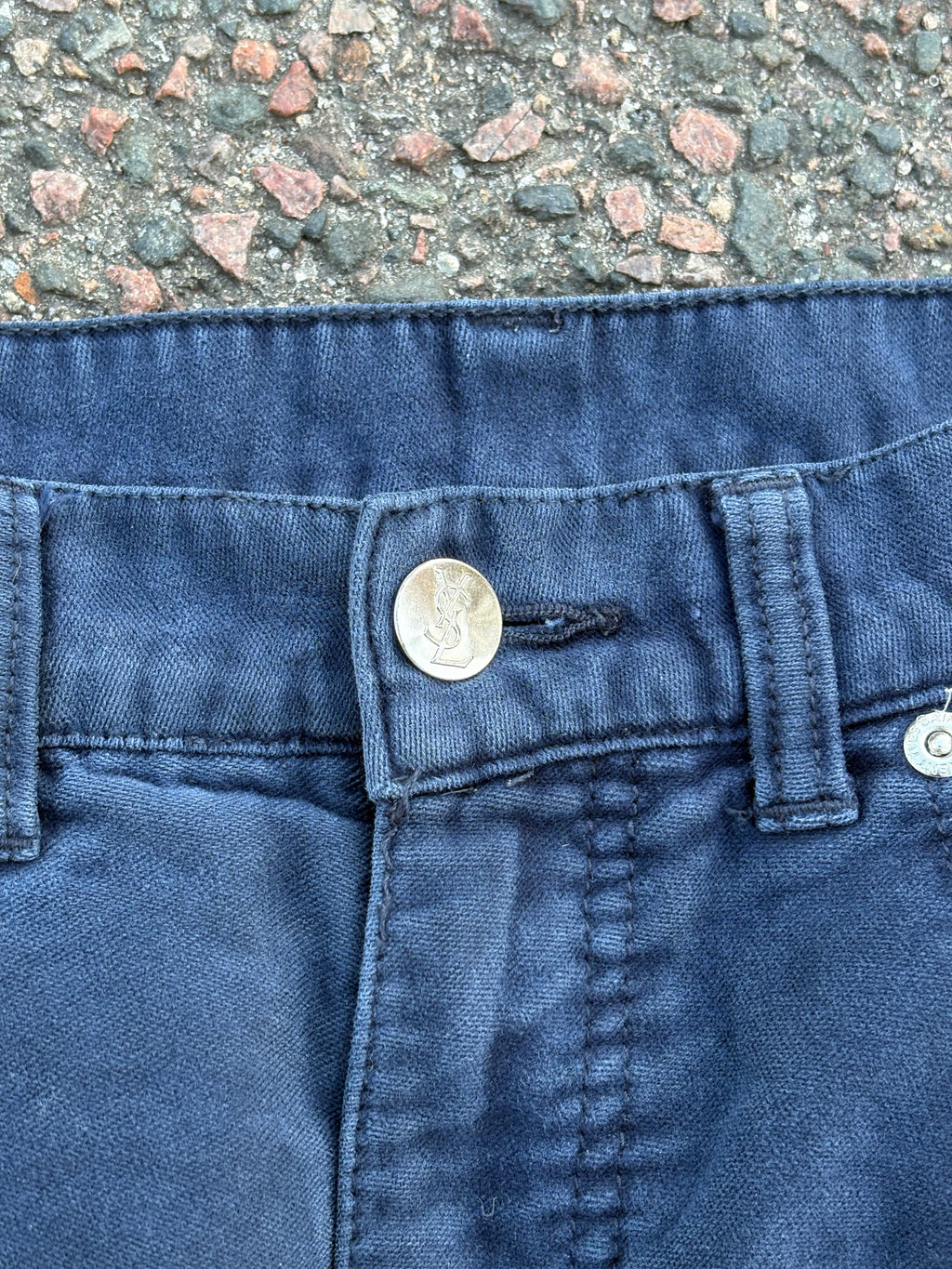 Yves Saint Laurent blue cotton straight fit pants