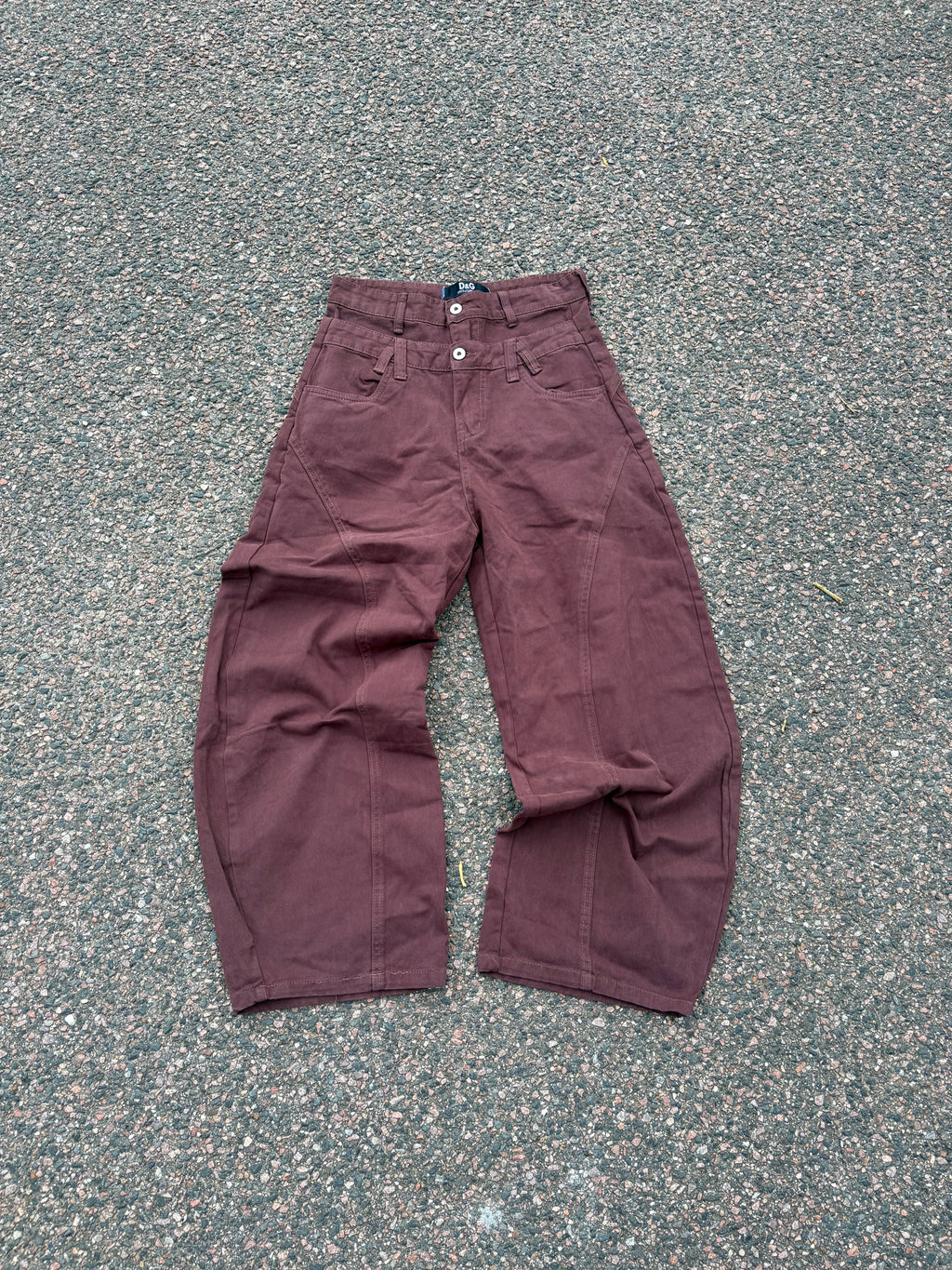 Dolce & Gabbana double waistband burgundy wide fit pants