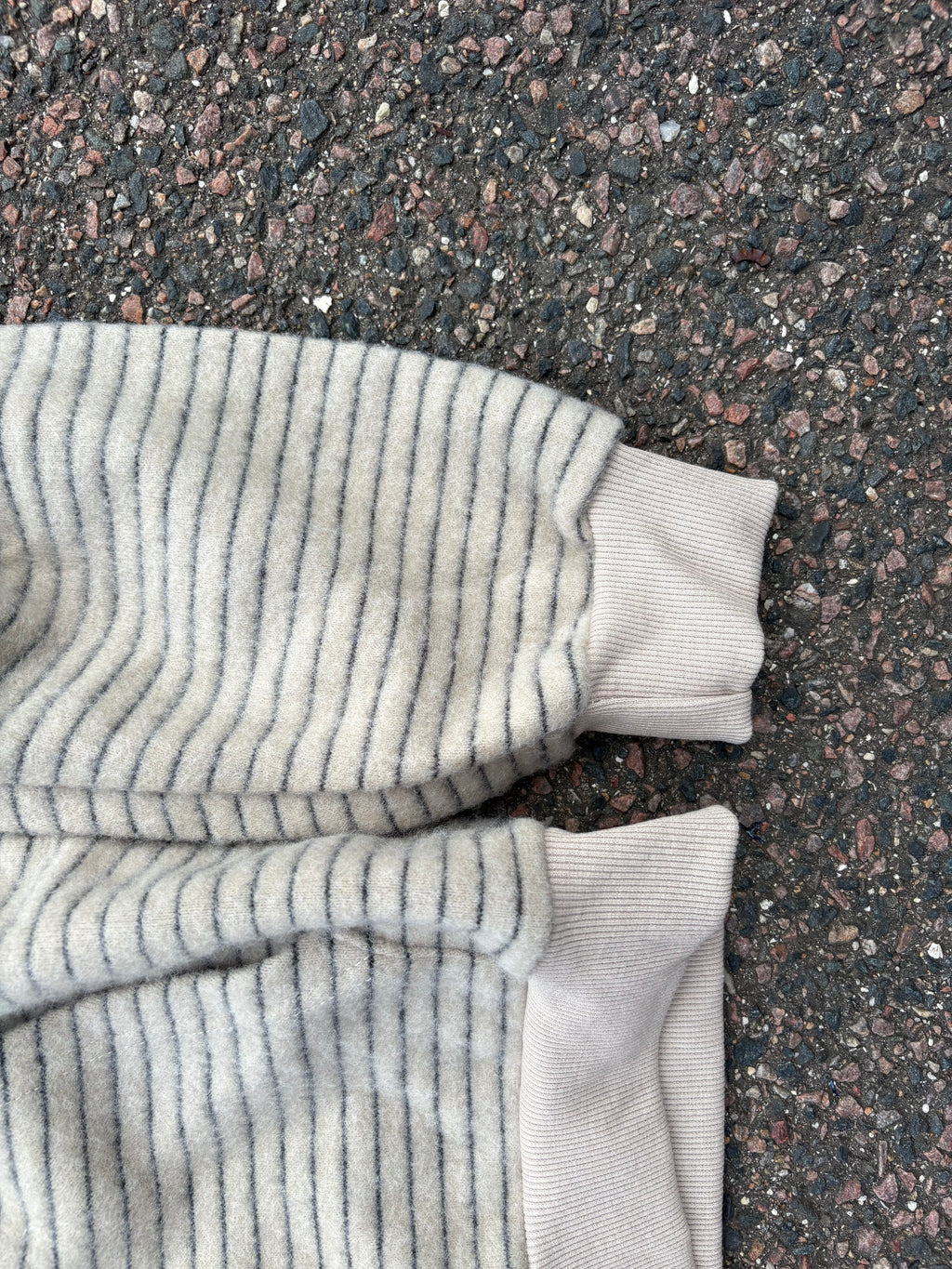 Non brand vintage striped fur hoodie zip up