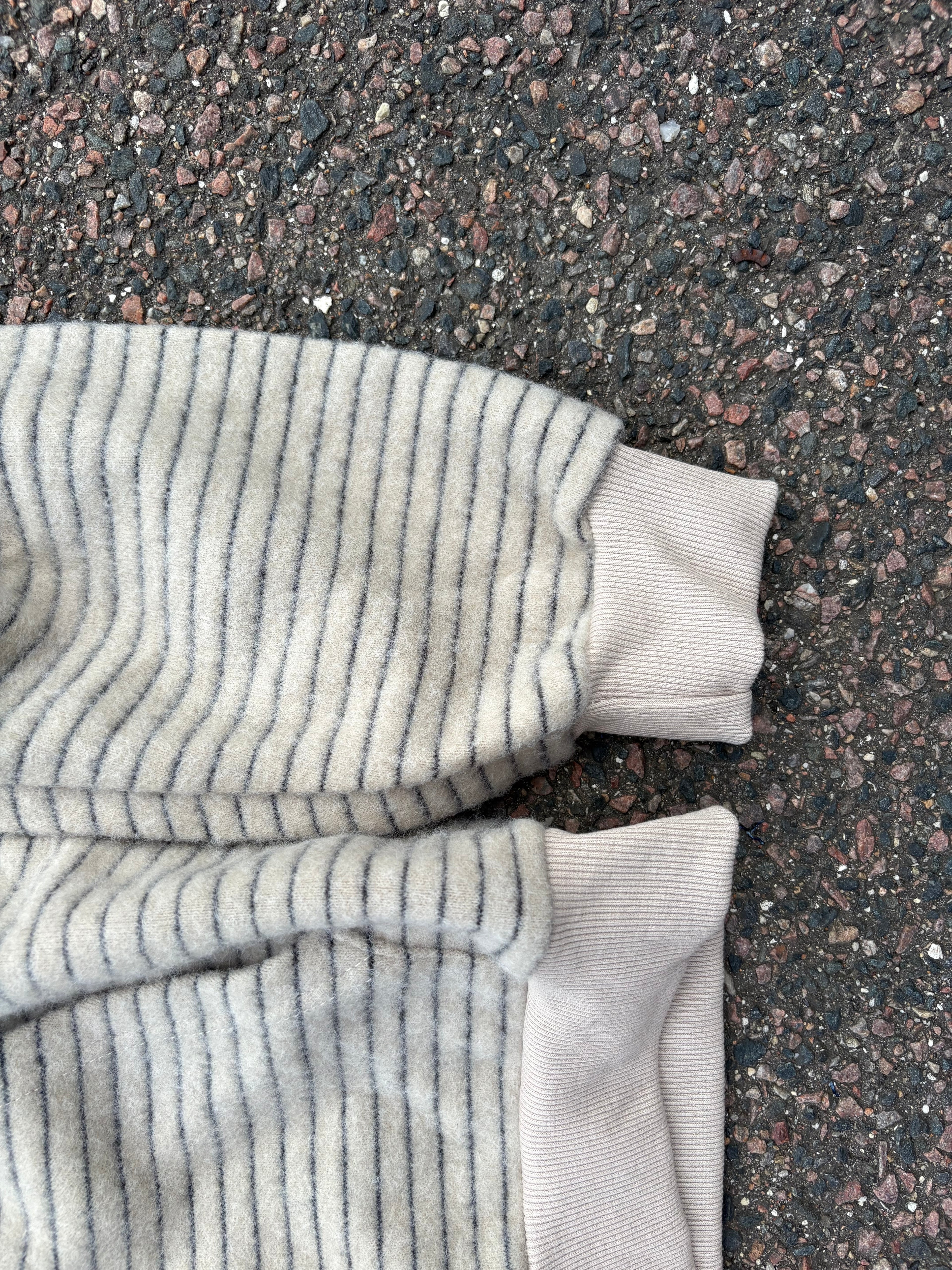 Non brand vintage striped fur hoodie zip up