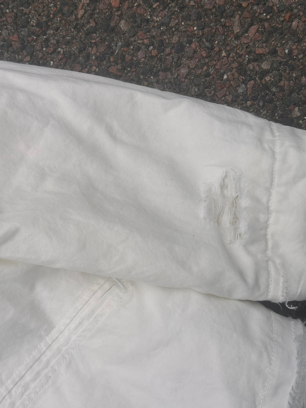 MM6 Maison Margiela white distressed warm jacket