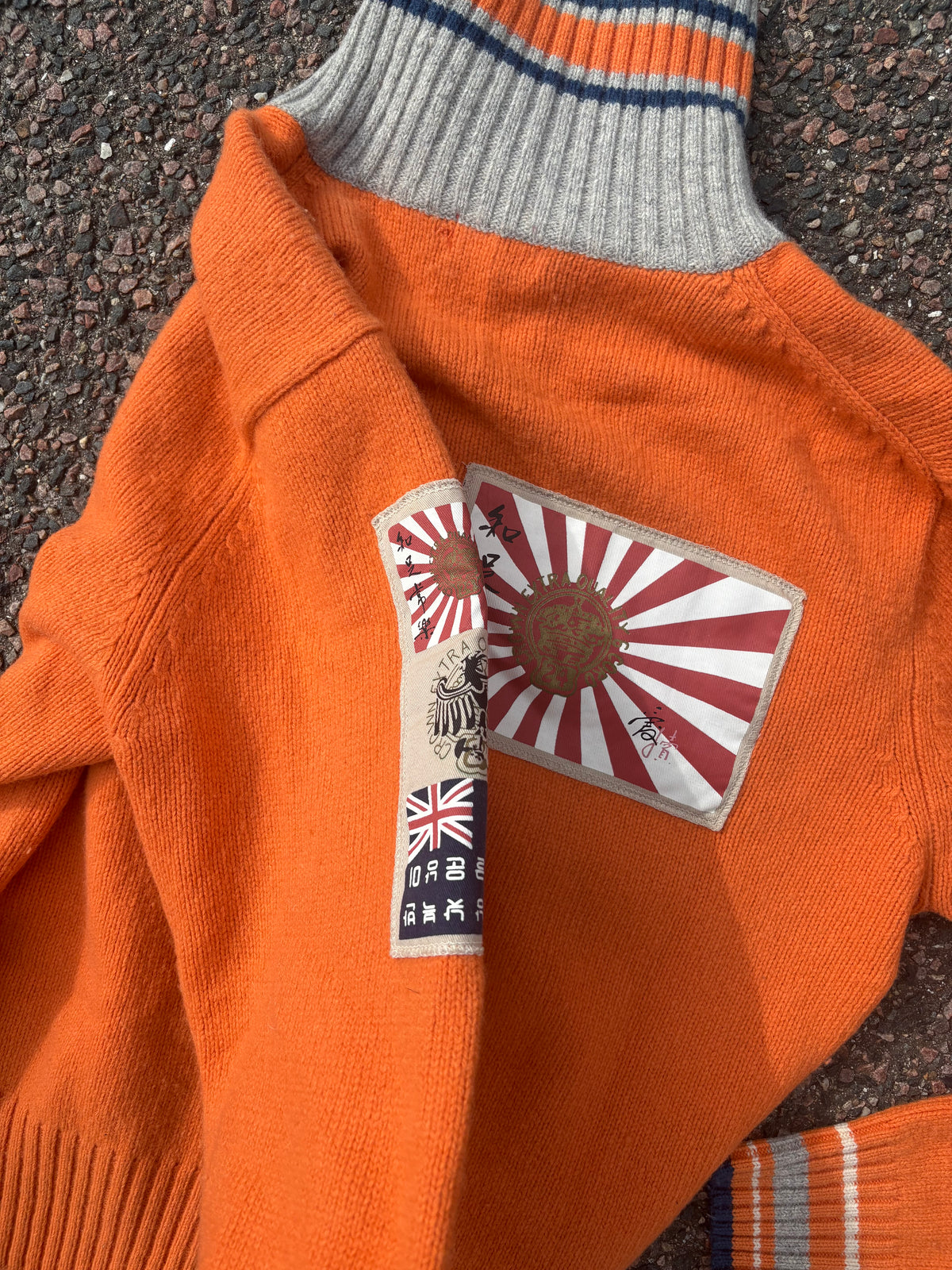 1990s Vintage Norwegian wool zip up orange