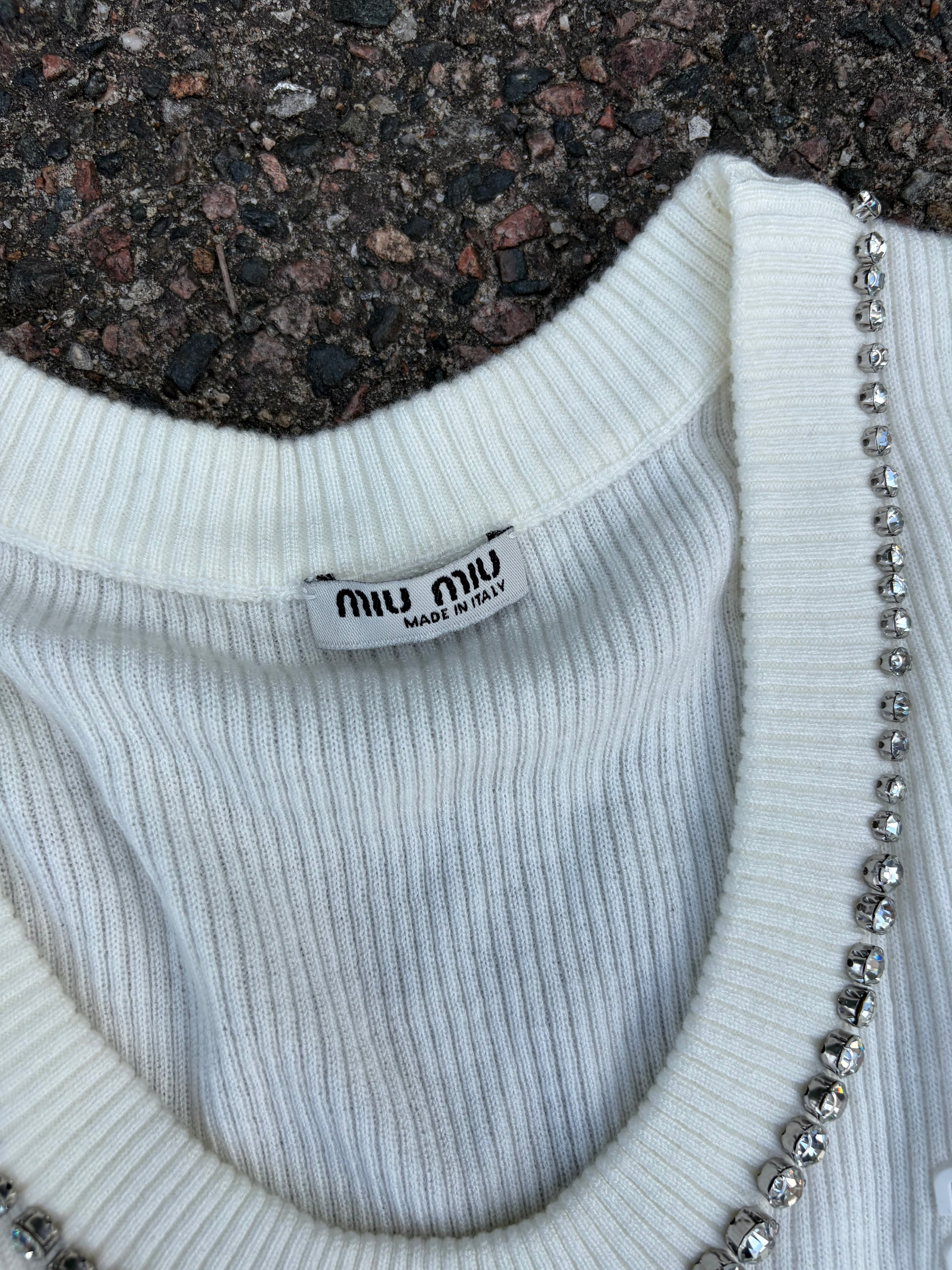Miu miu Pearl necklace top knitted