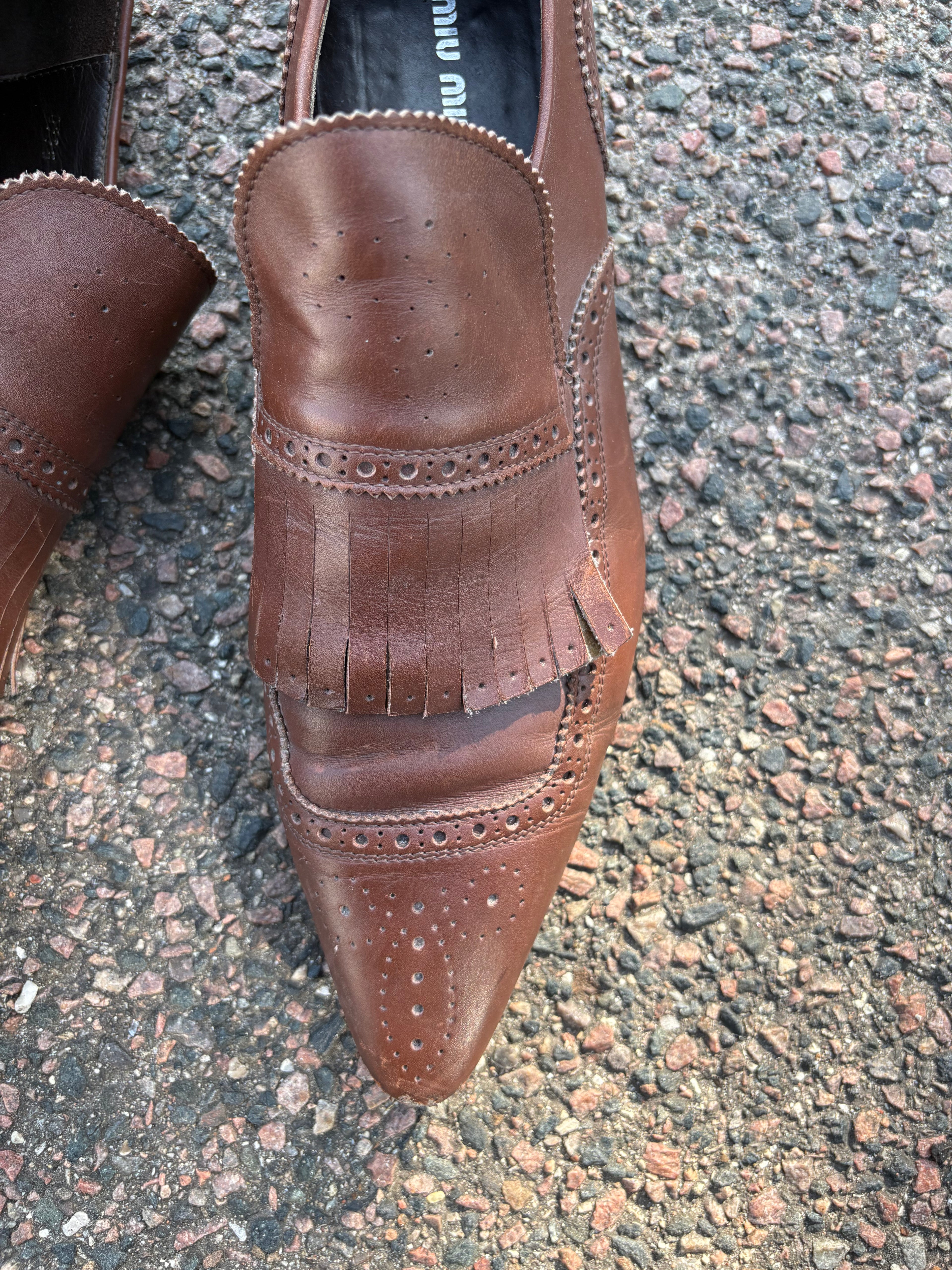 Miu miu shuffle loafers brown