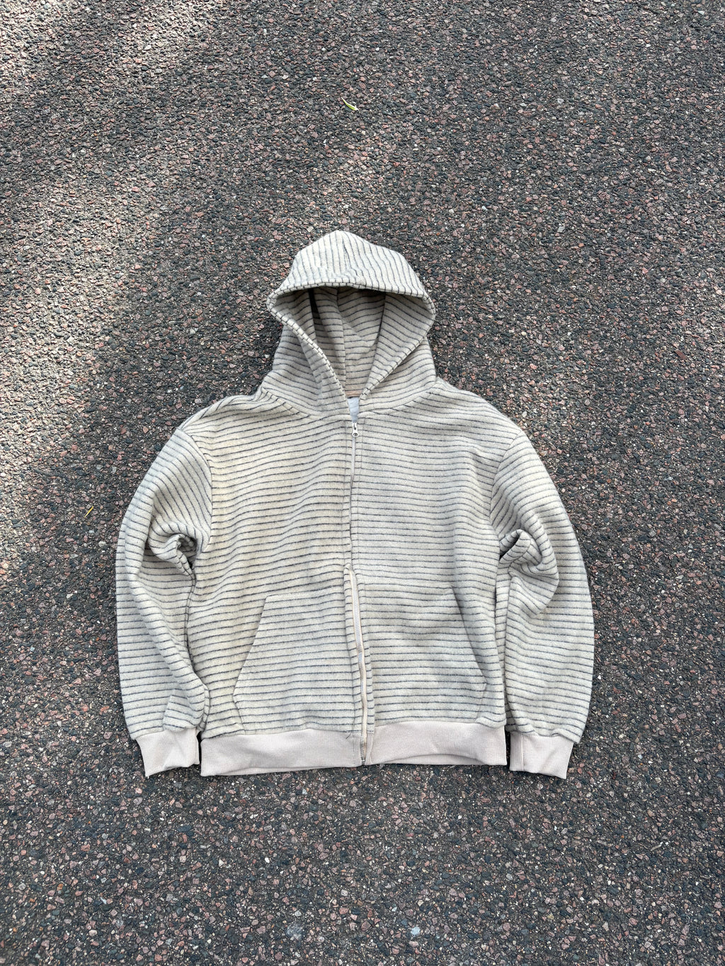 Non brand vintage striped fur hoodie zip up