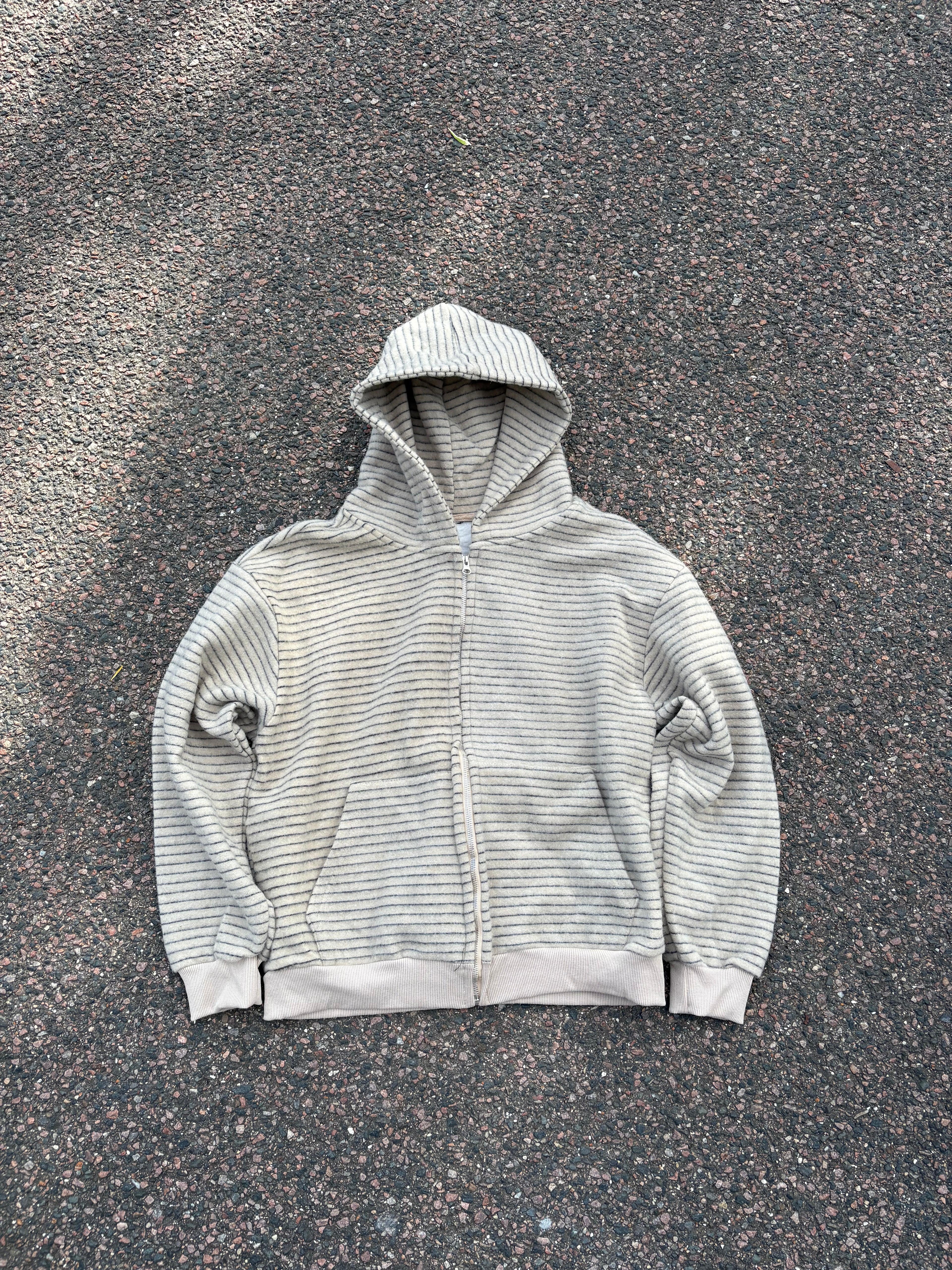 Non brand vintage striped fur hoodie zip up