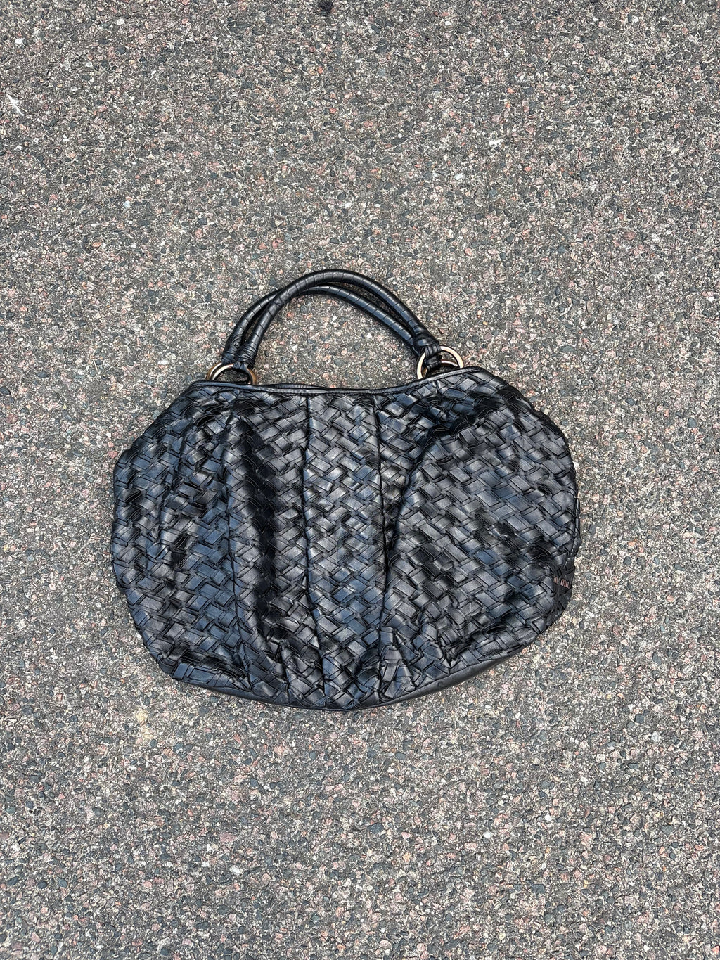 Miu Miu Bottega pattern leather bag black vintage