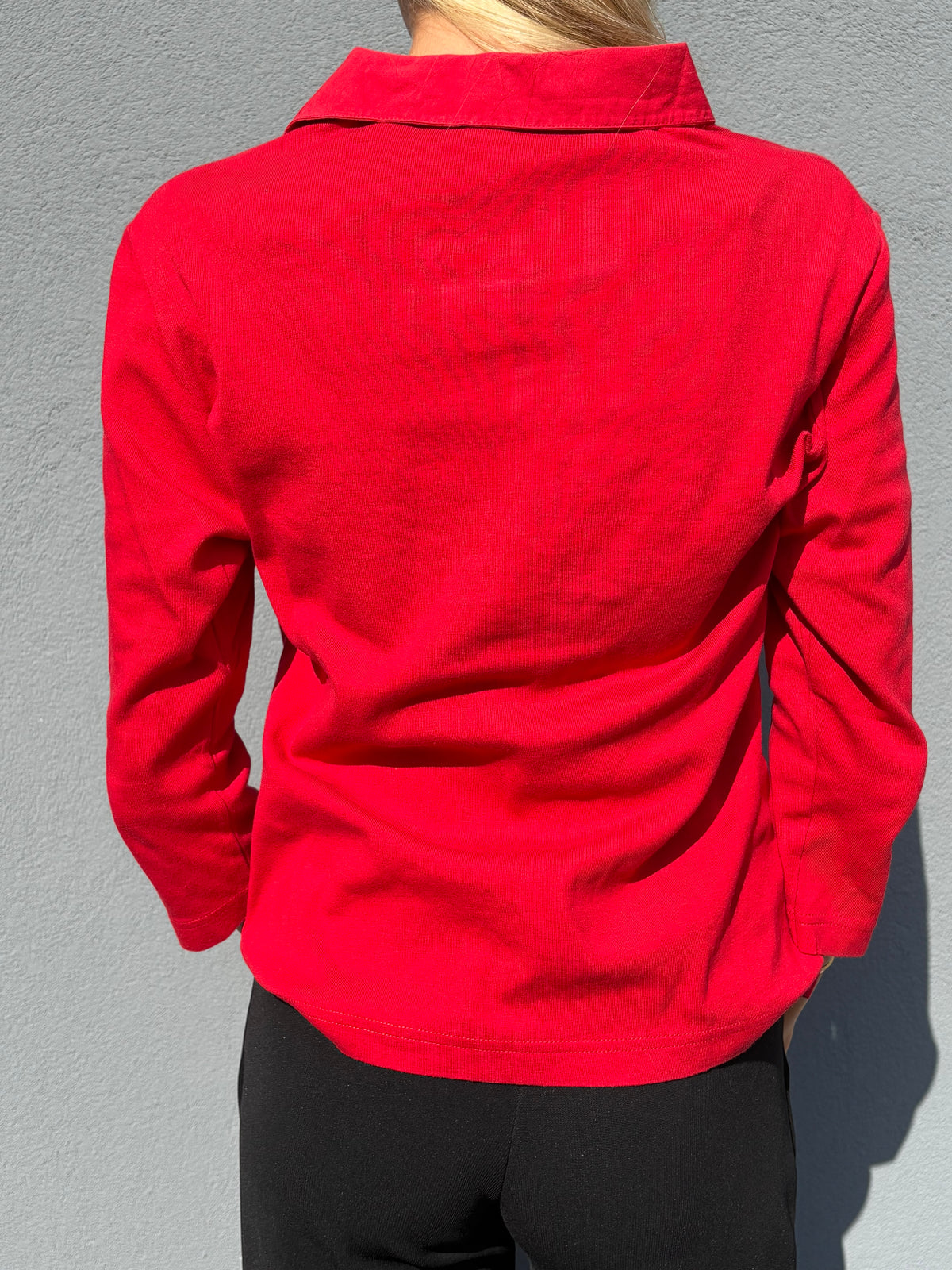 2000s Yves Saint Laurent 3/4 sleeves red button up