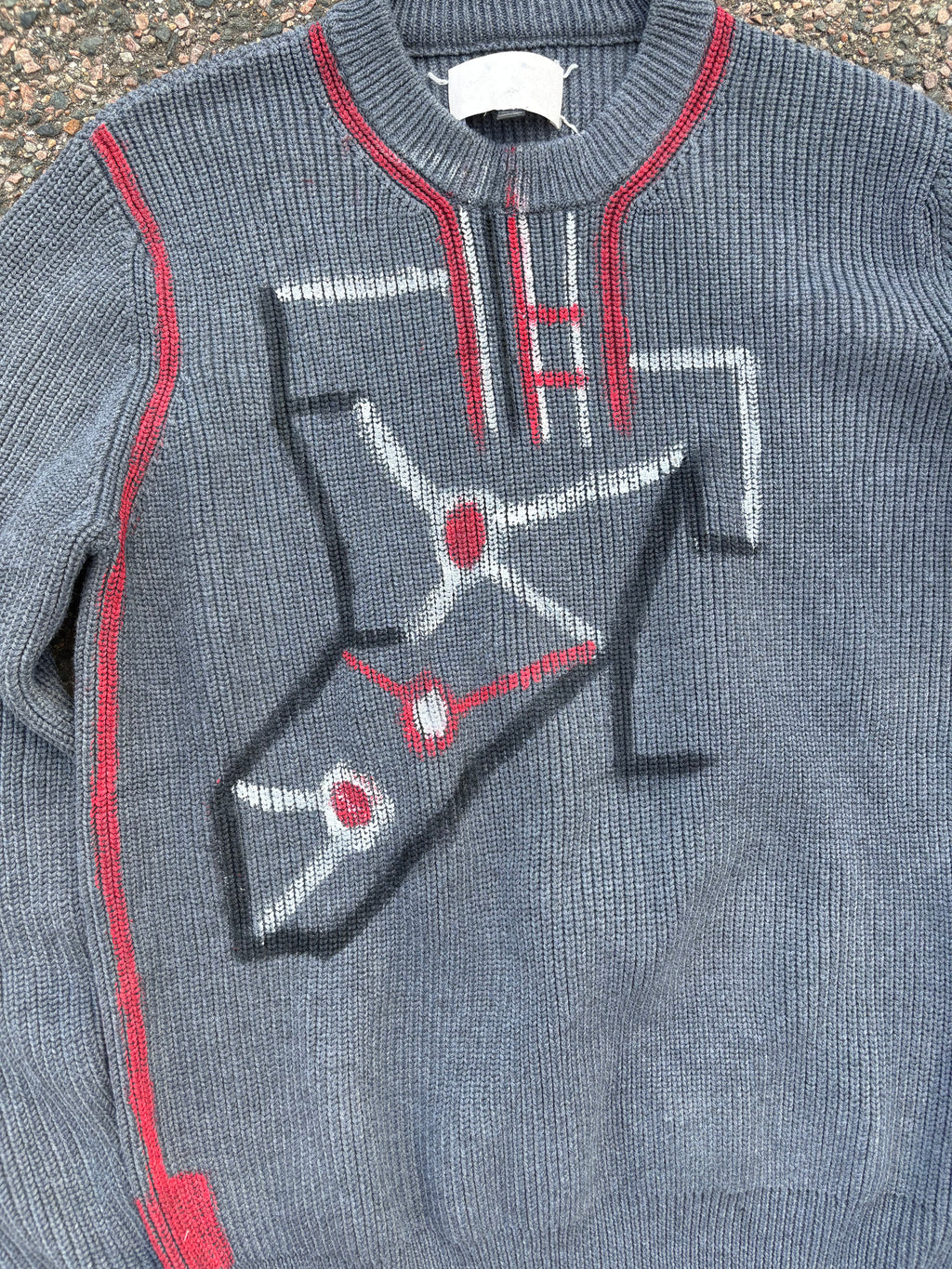 Maison margiela kids paint sweater gray