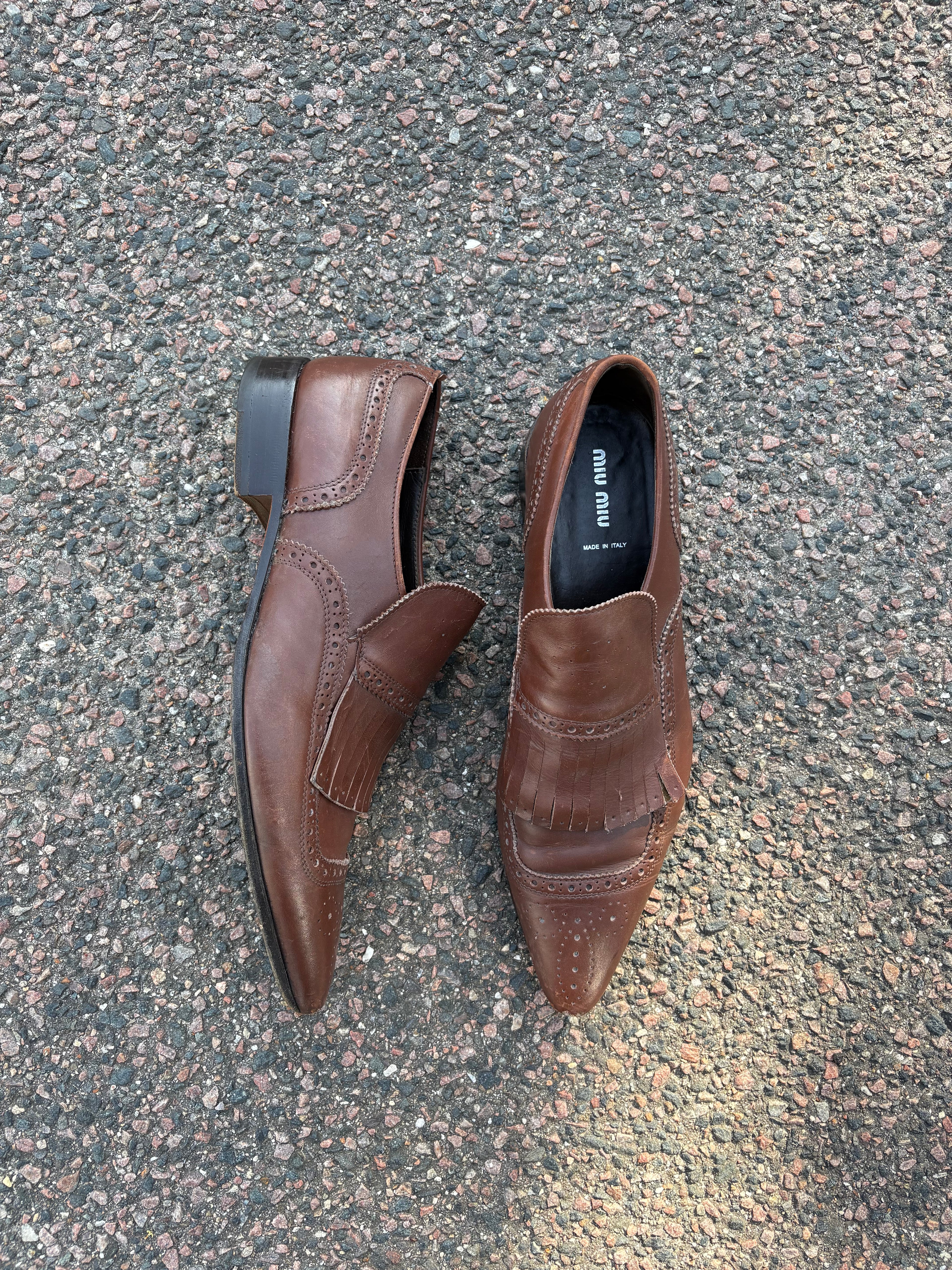 Miu miu shuffle loafers brown