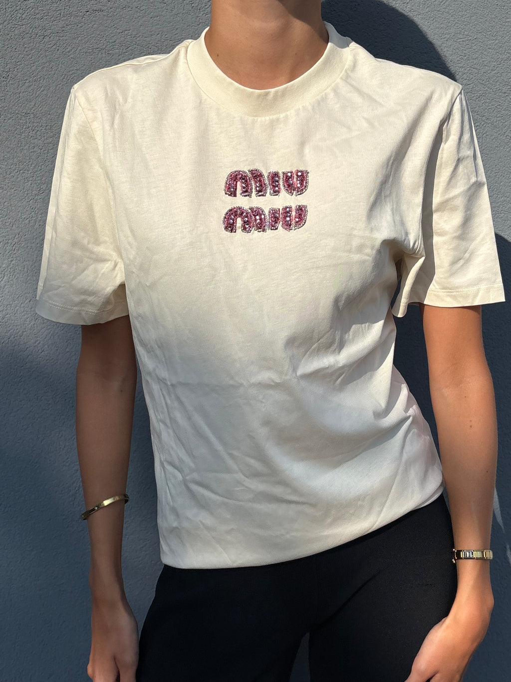 Miu Miu Pearl tee beige