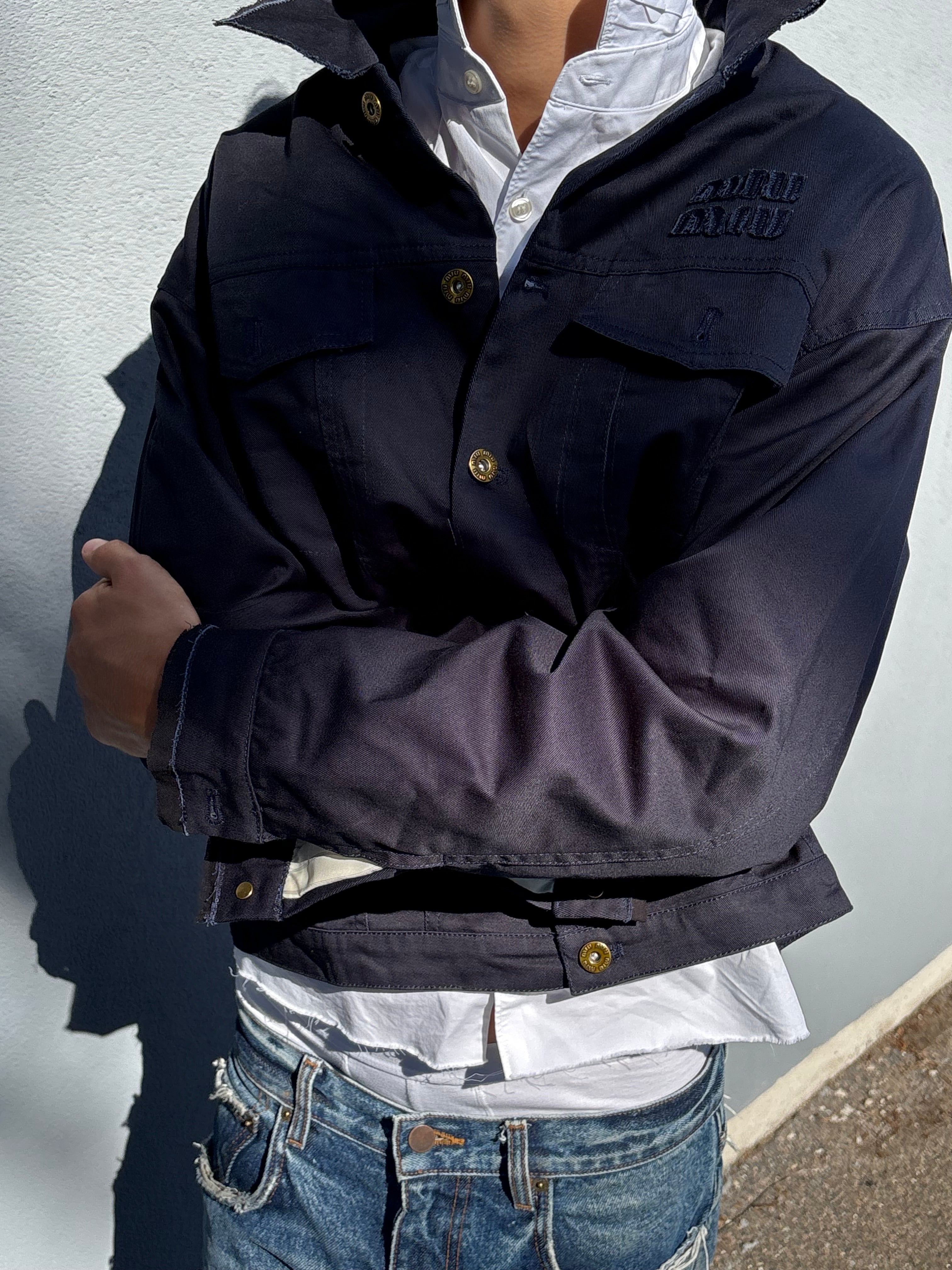 Miu Miu Navy button up workwear jacket 2024