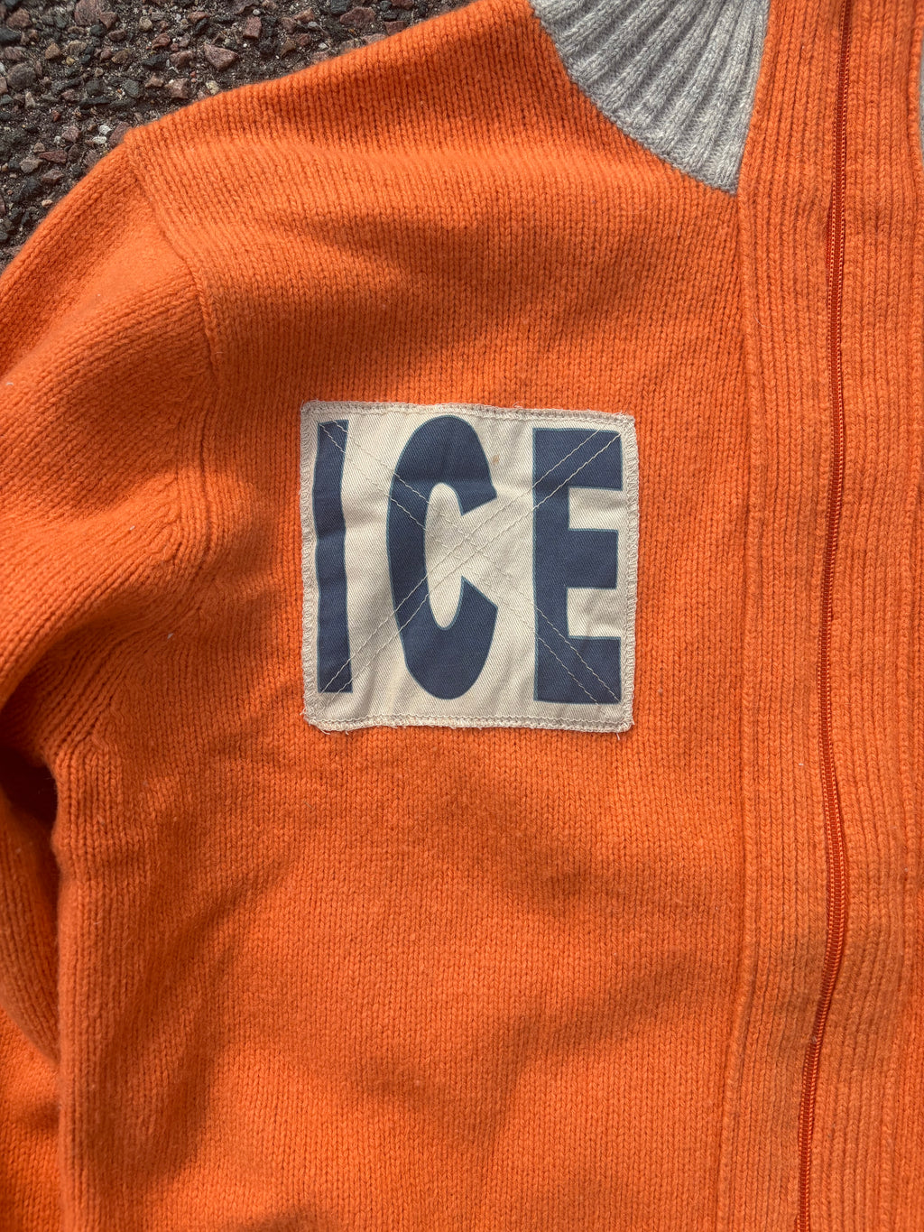 1990s Vintage Norwegian wool zip up orange