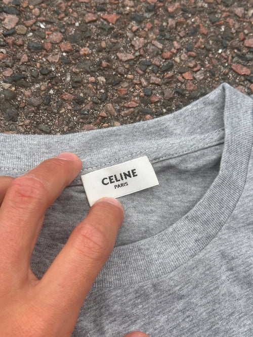 Celine gray box logo tee