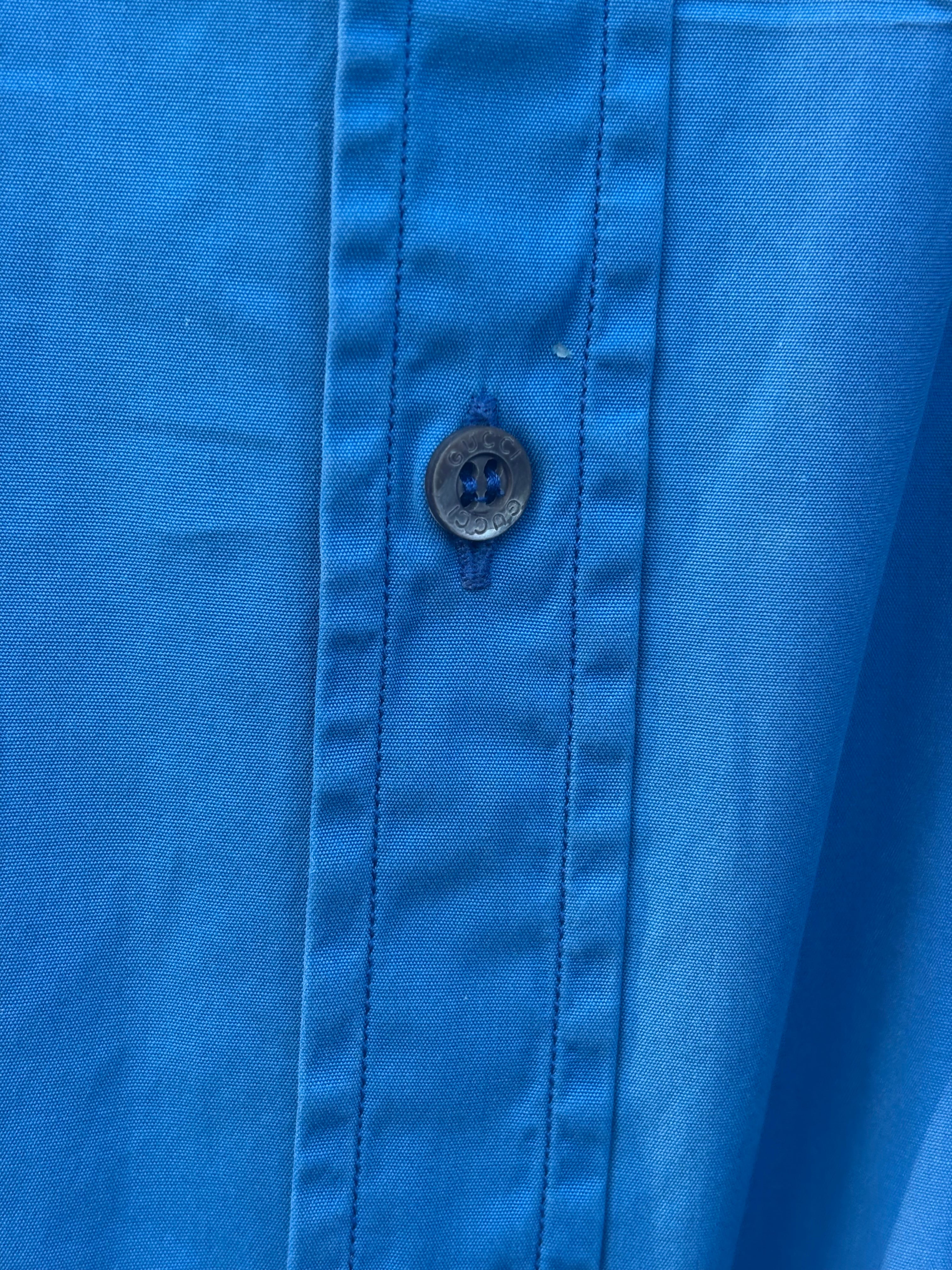 2000s Gucci Tom ford era Blue button up shirt