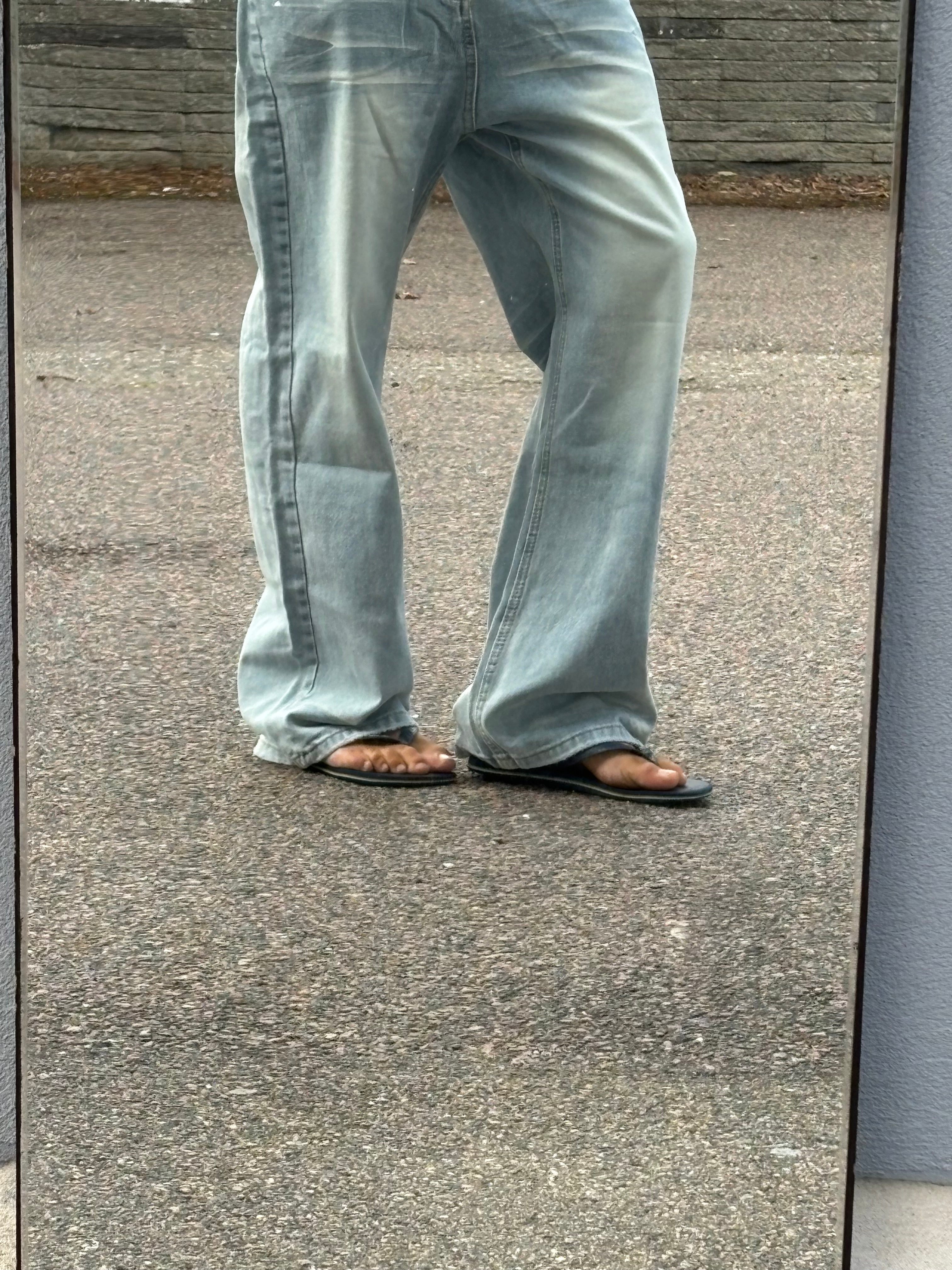 Vintage washed light blue bootcut jeans
