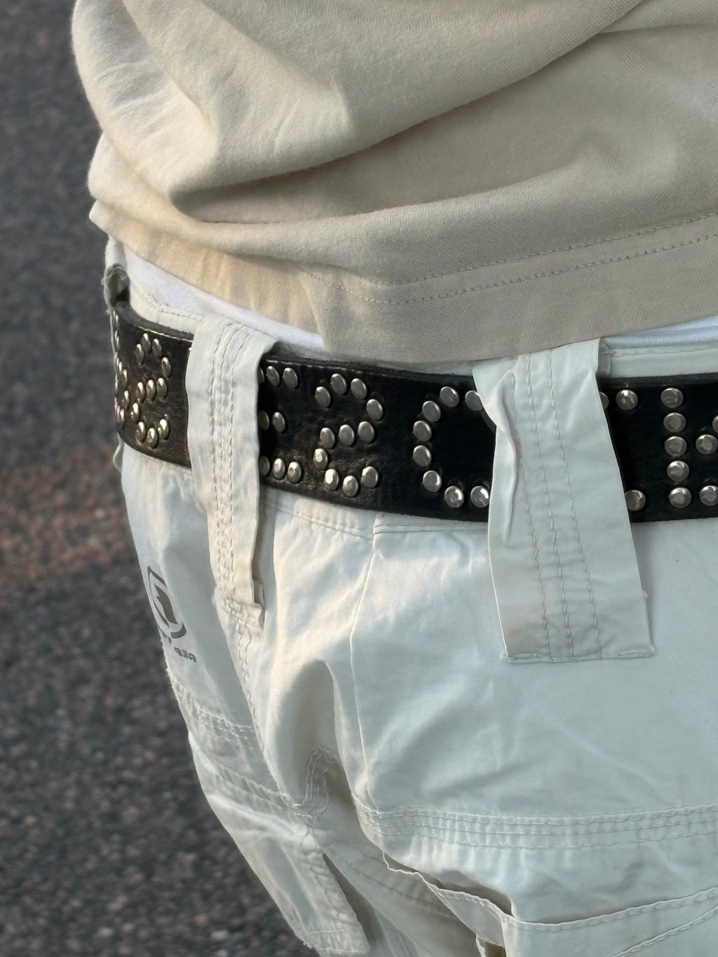 Black vintage studded double closure belt