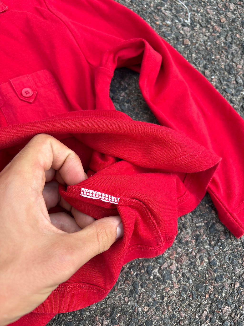 2000s Yves Saint Laurent 3/4 sleeves red button up