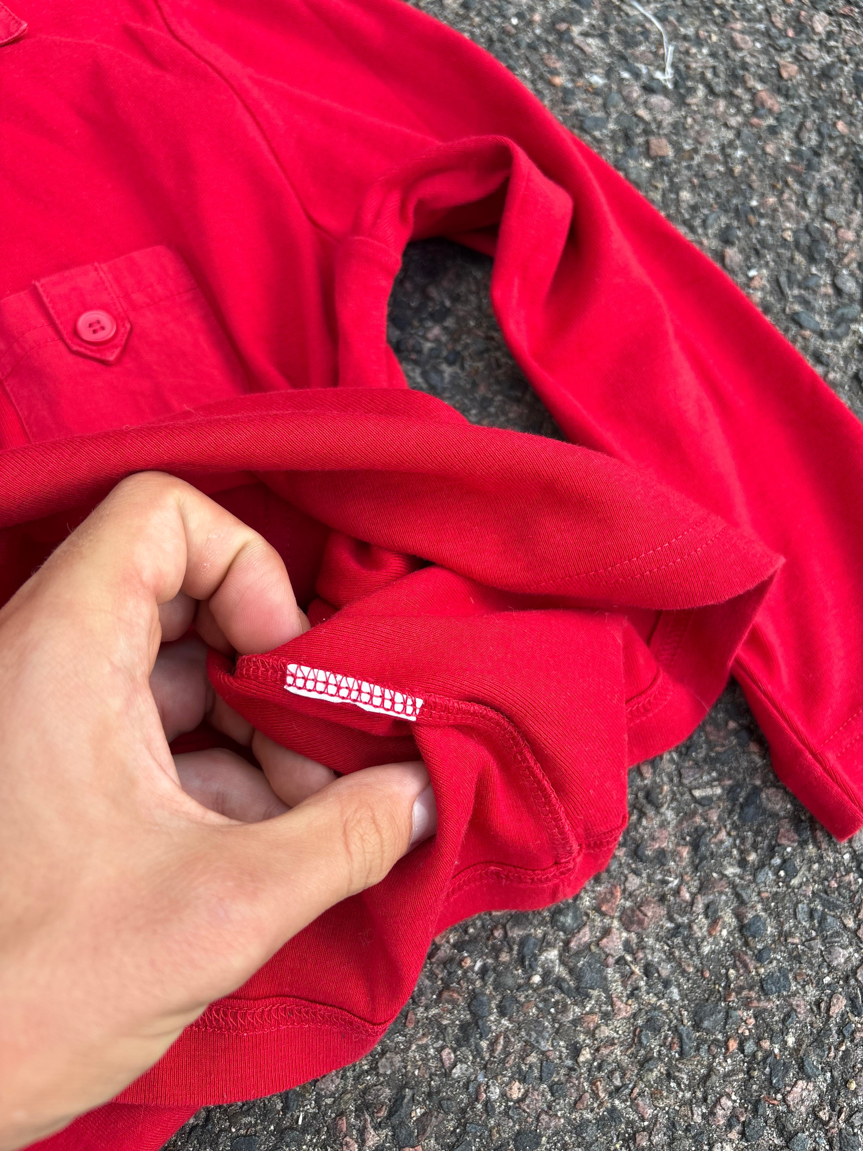 2000s Yves Saint Laurent 3/4 sleeves red button up
