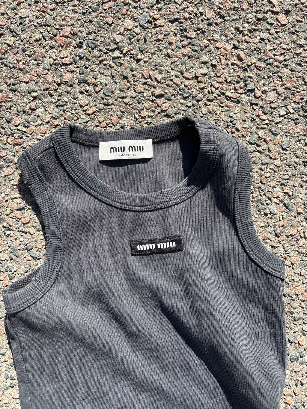 Miu miu ribbed cotton top gray